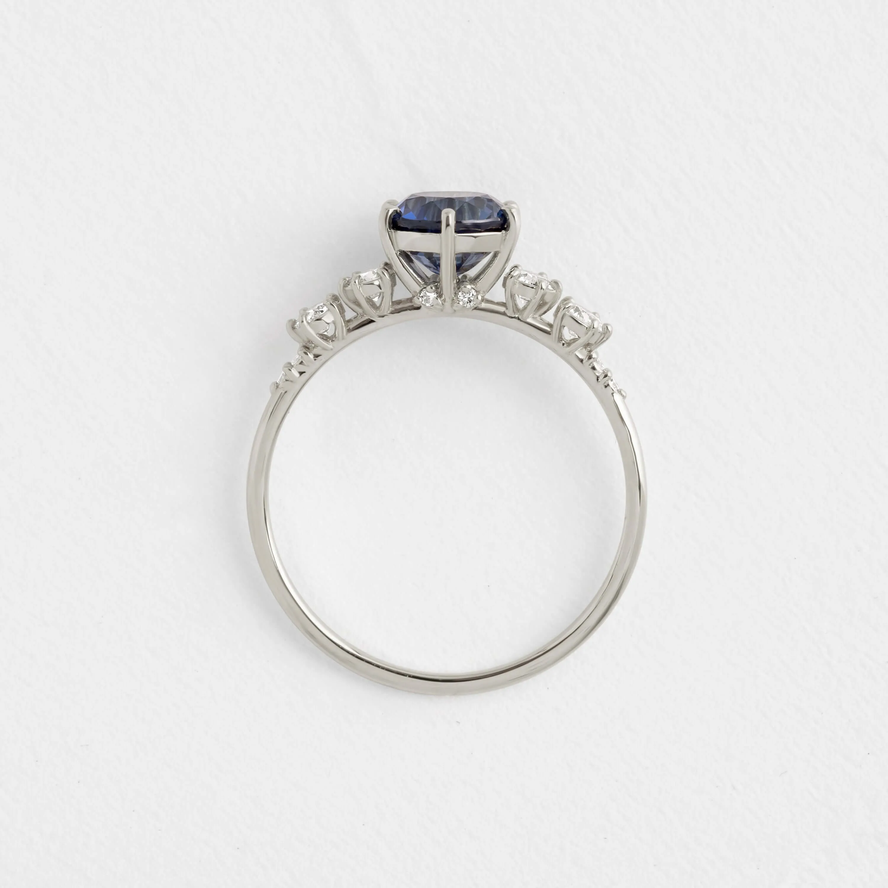 Coda Ring, Round Cut Blue Sapphire