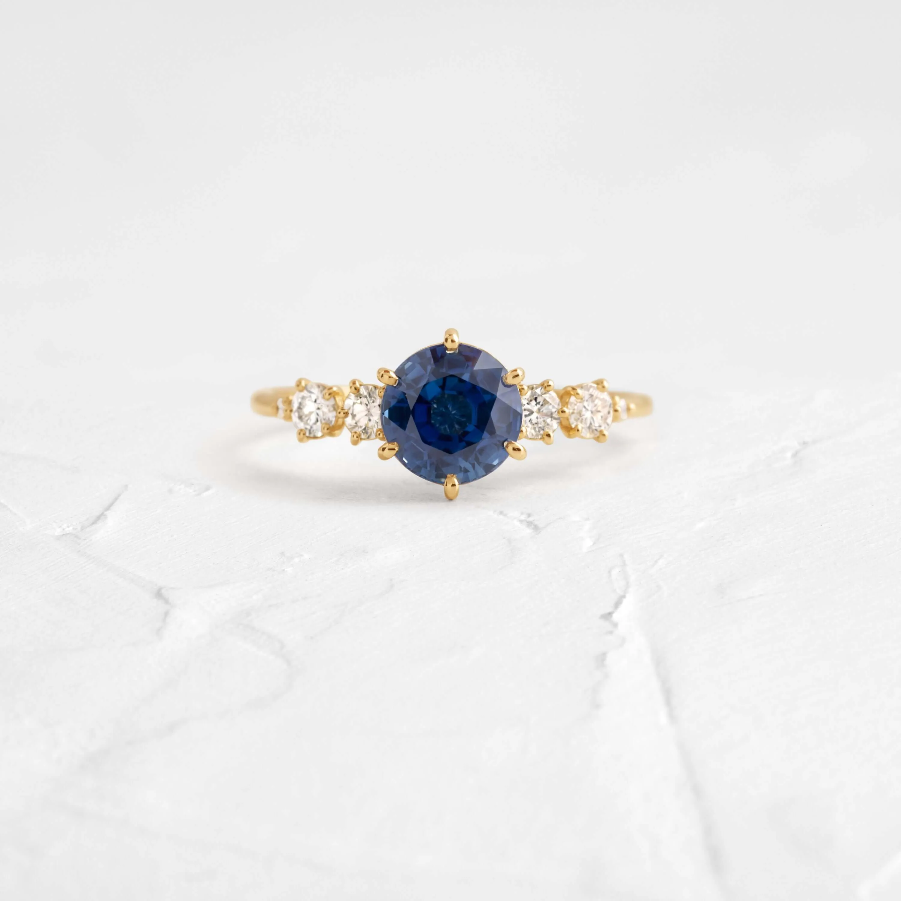 Coda Ring, Round Cut Blue Sapphire