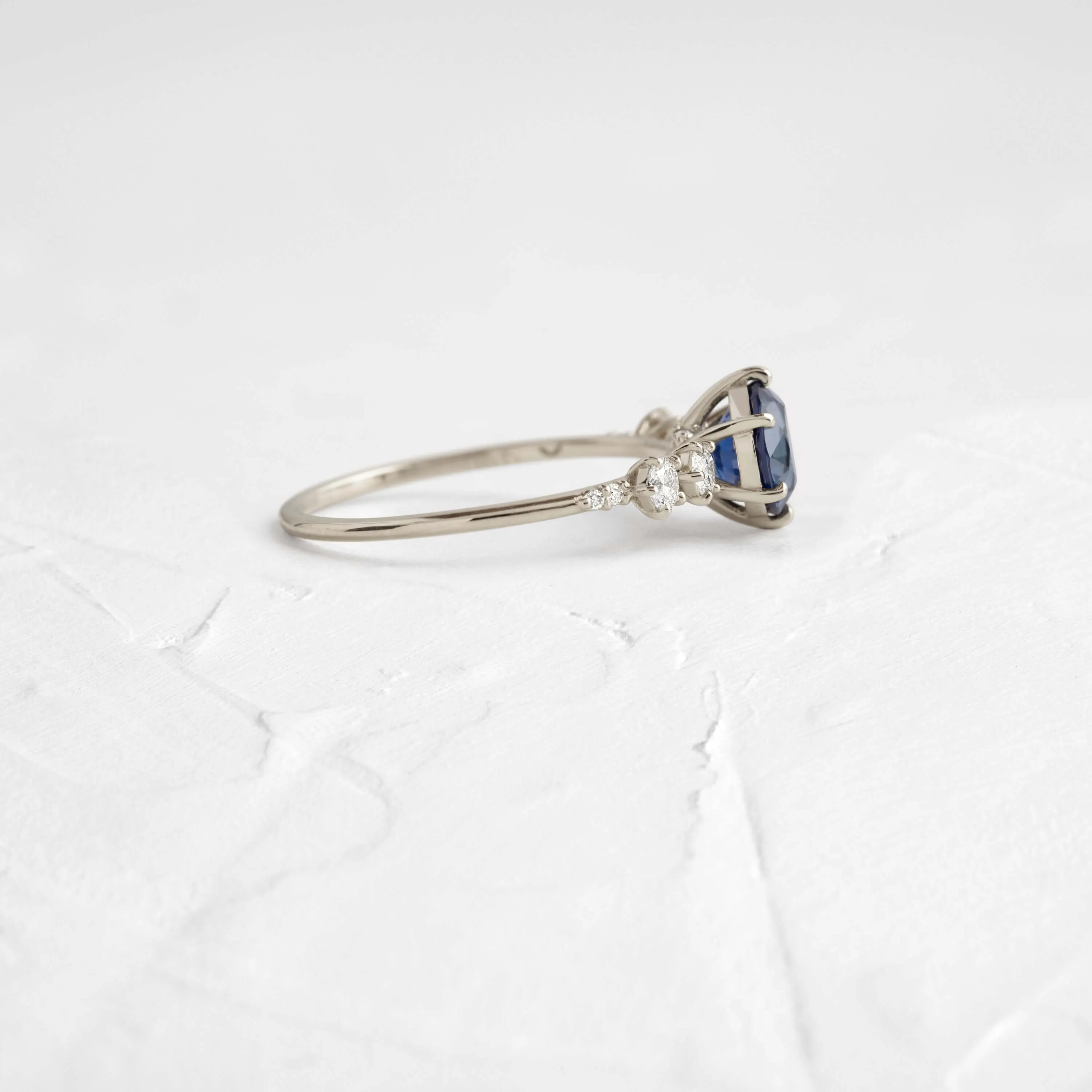 Coda Ring, Round Cut Blue Sapphire