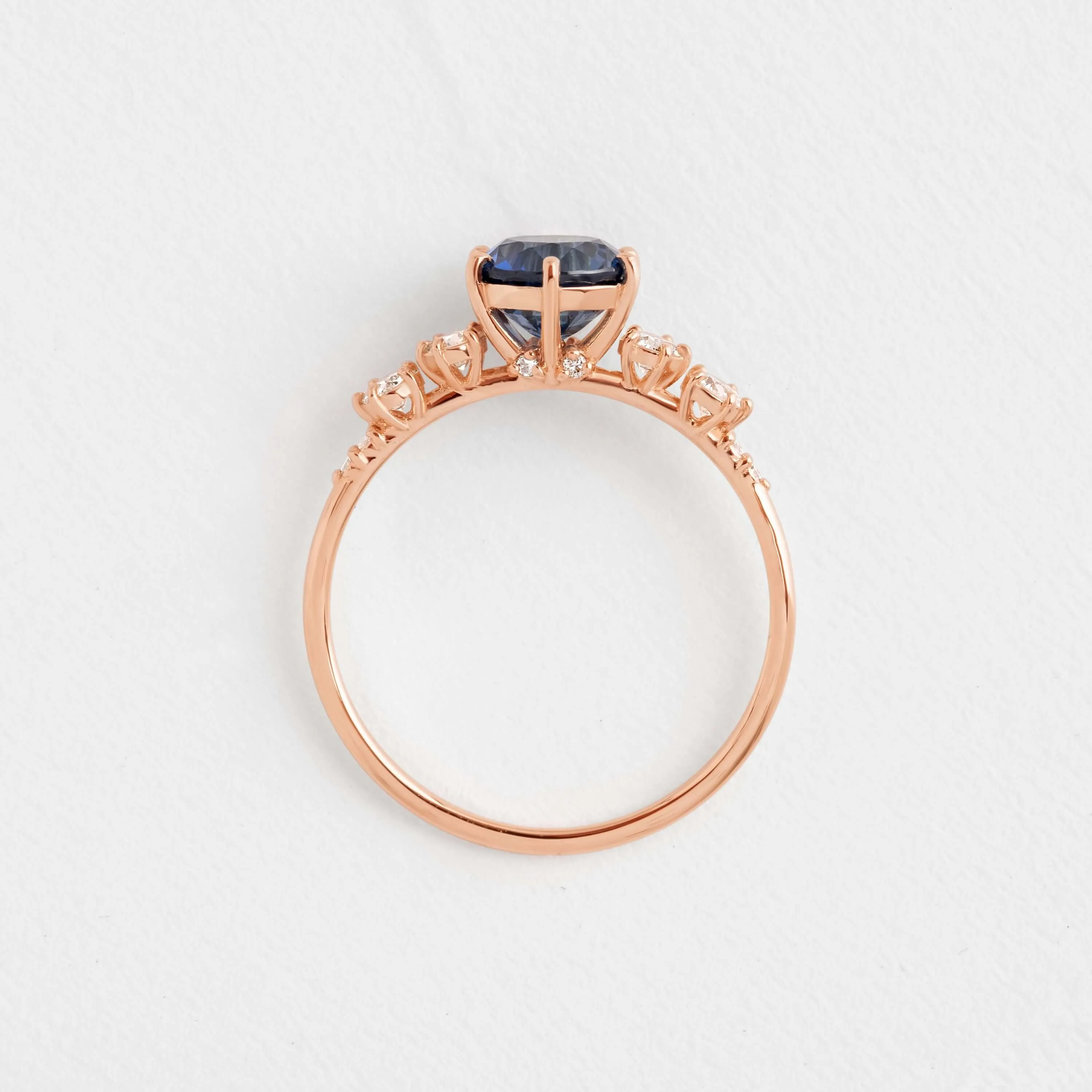 Coda Ring, Round Cut Blue Sapphire