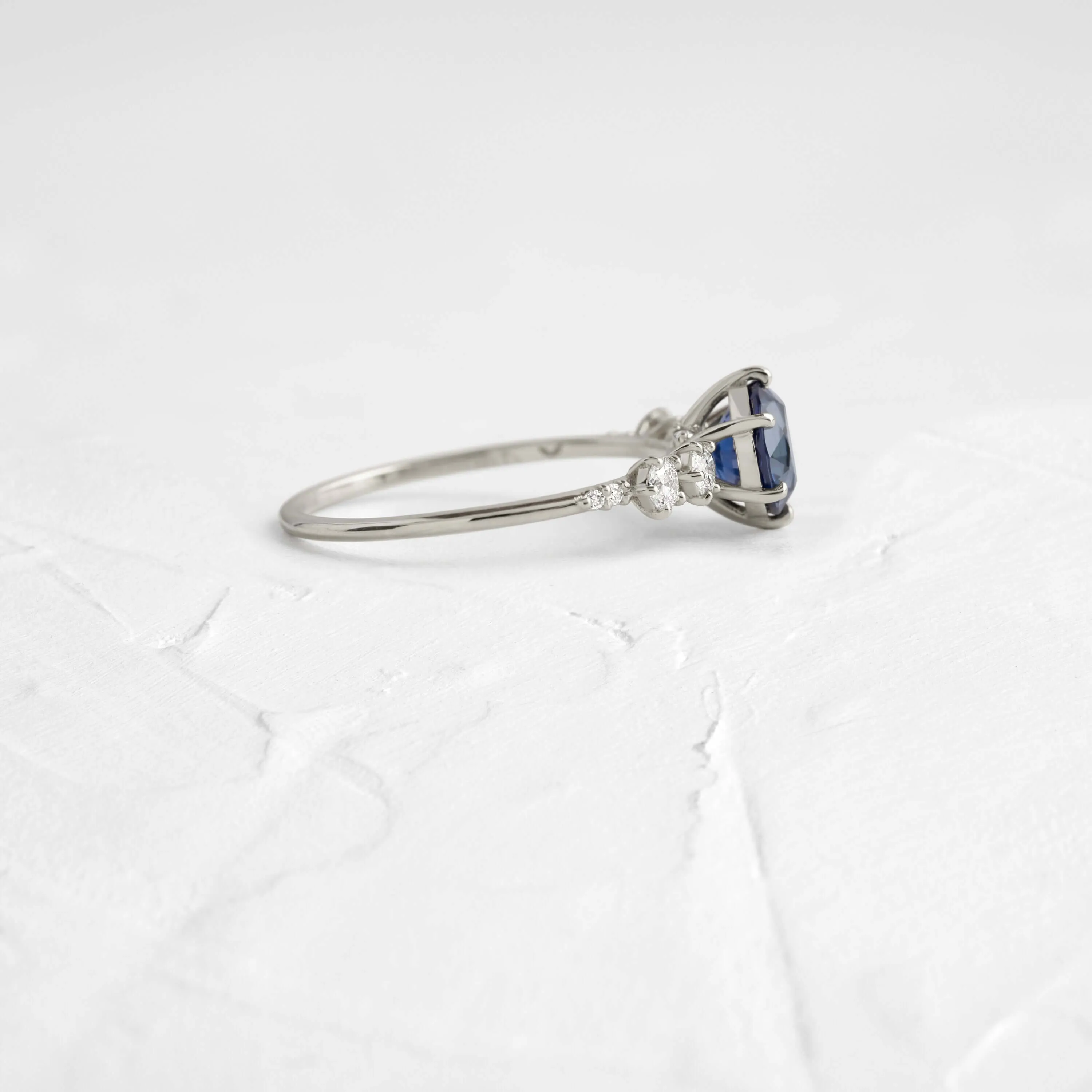 Coda Ring, Round Cut Blue Sapphire