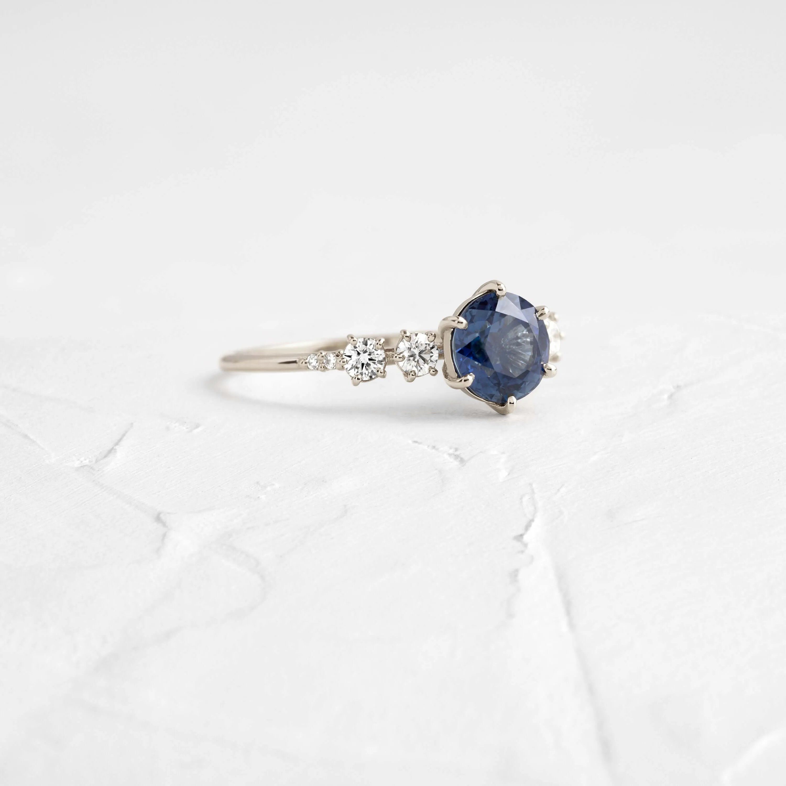 Coda Ring, Round Cut Blue Sapphire