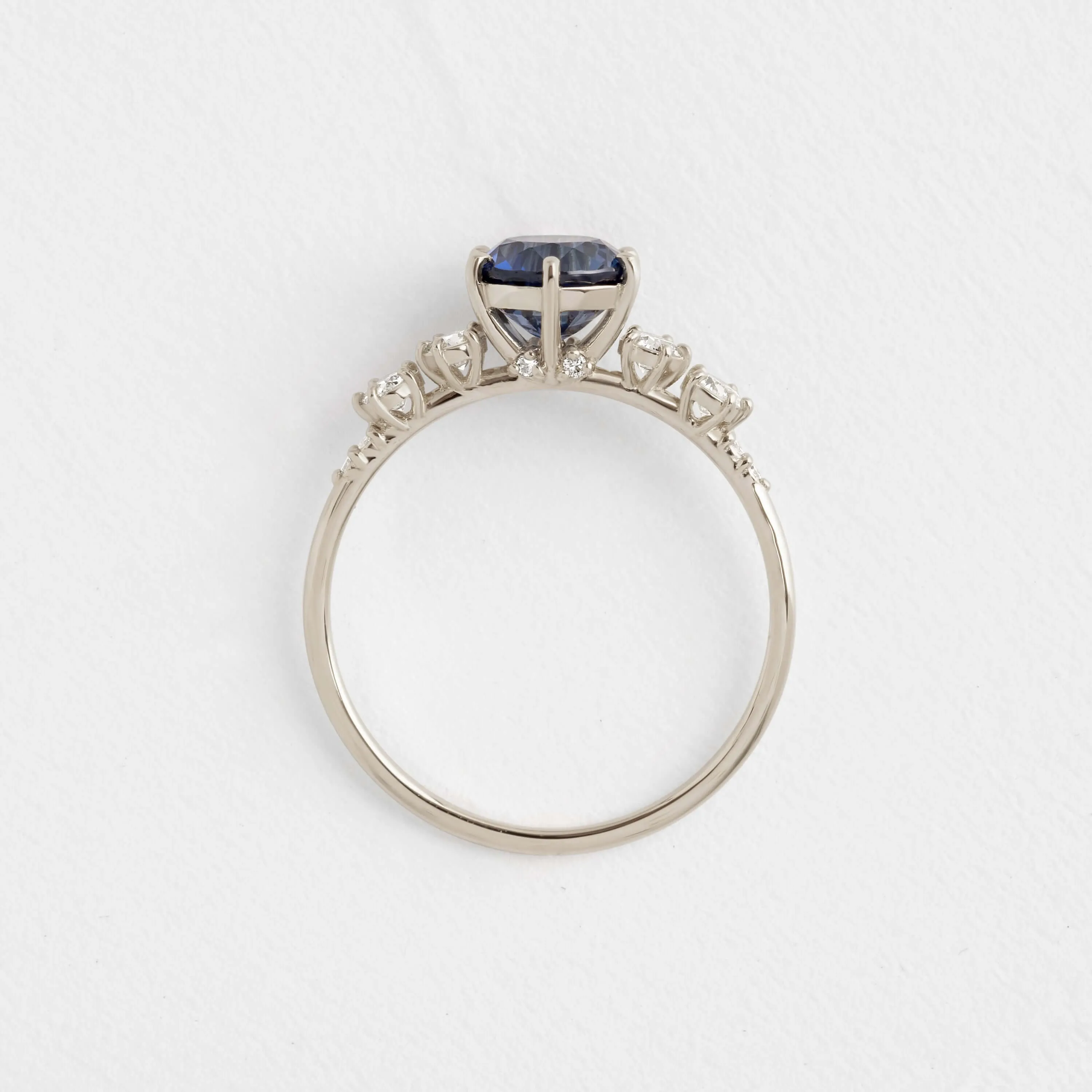 Coda Ring, Round Cut Blue Sapphire
