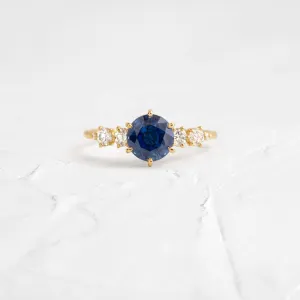 Coda Ring, Round Cut Blue Sapphire