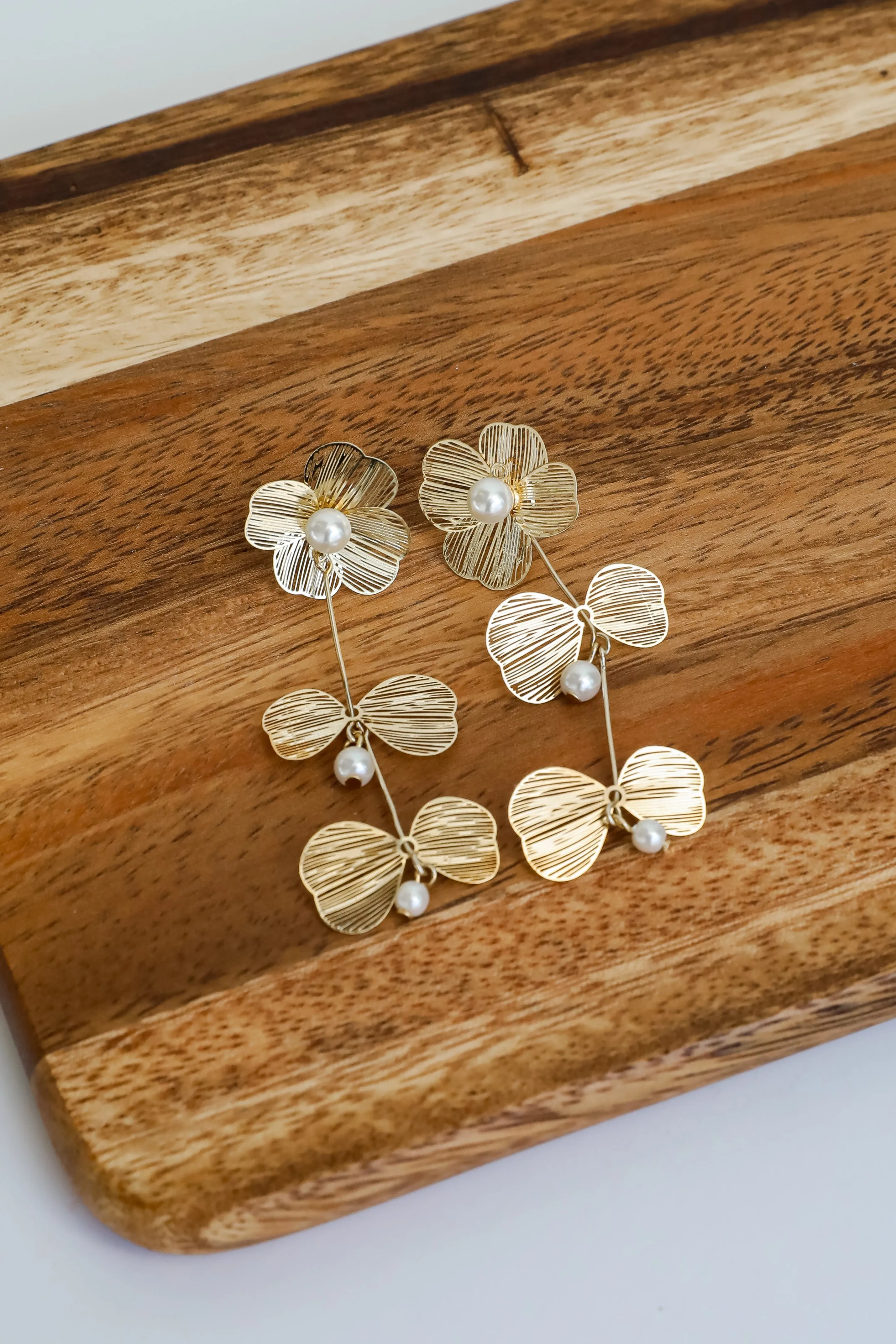 Cora Gold Flower Drop Earrings