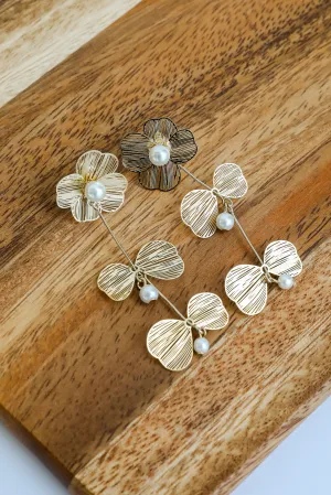 Cora Gold Flower Drop Earrings
