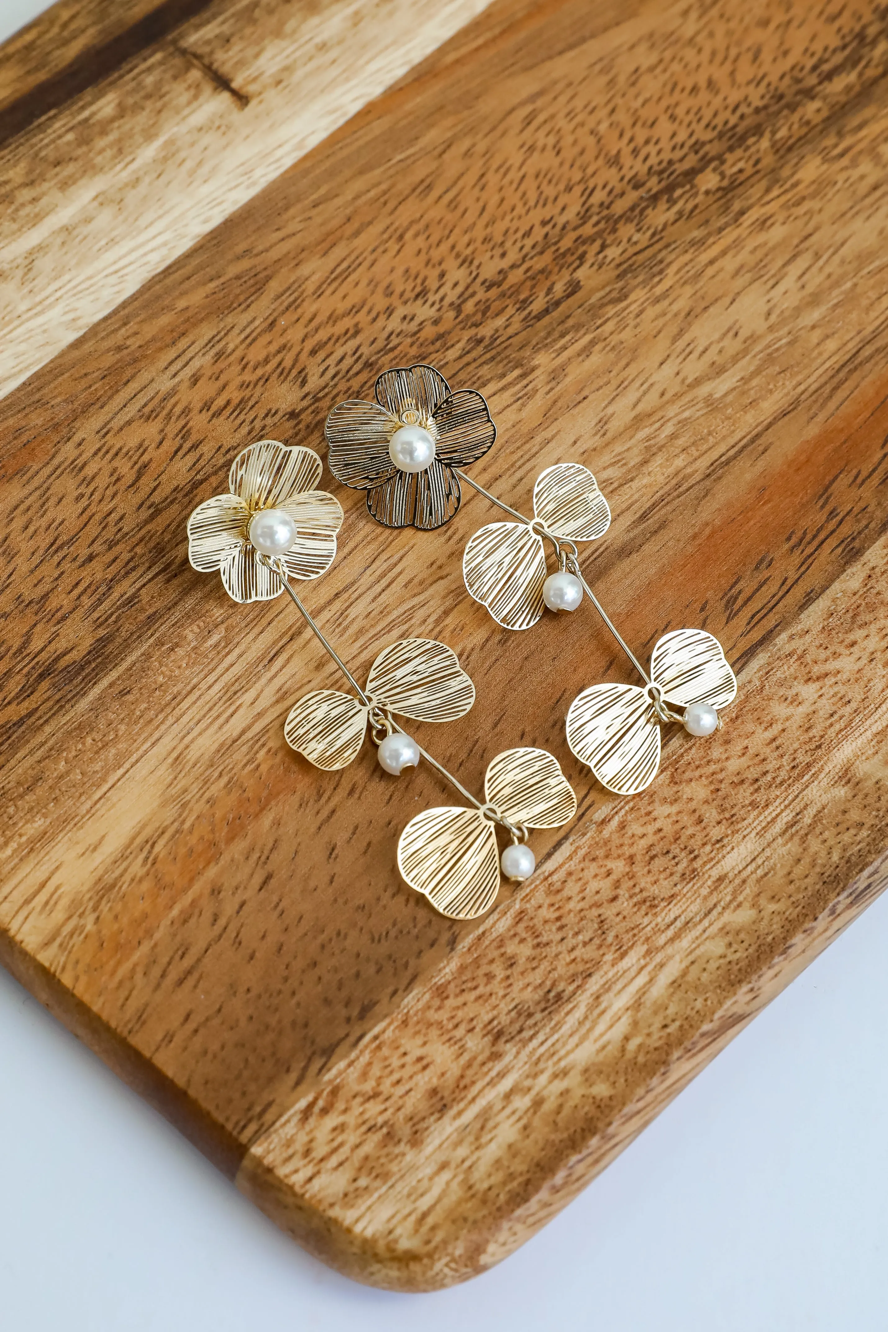 Cora Gold Flower Drop Earrings