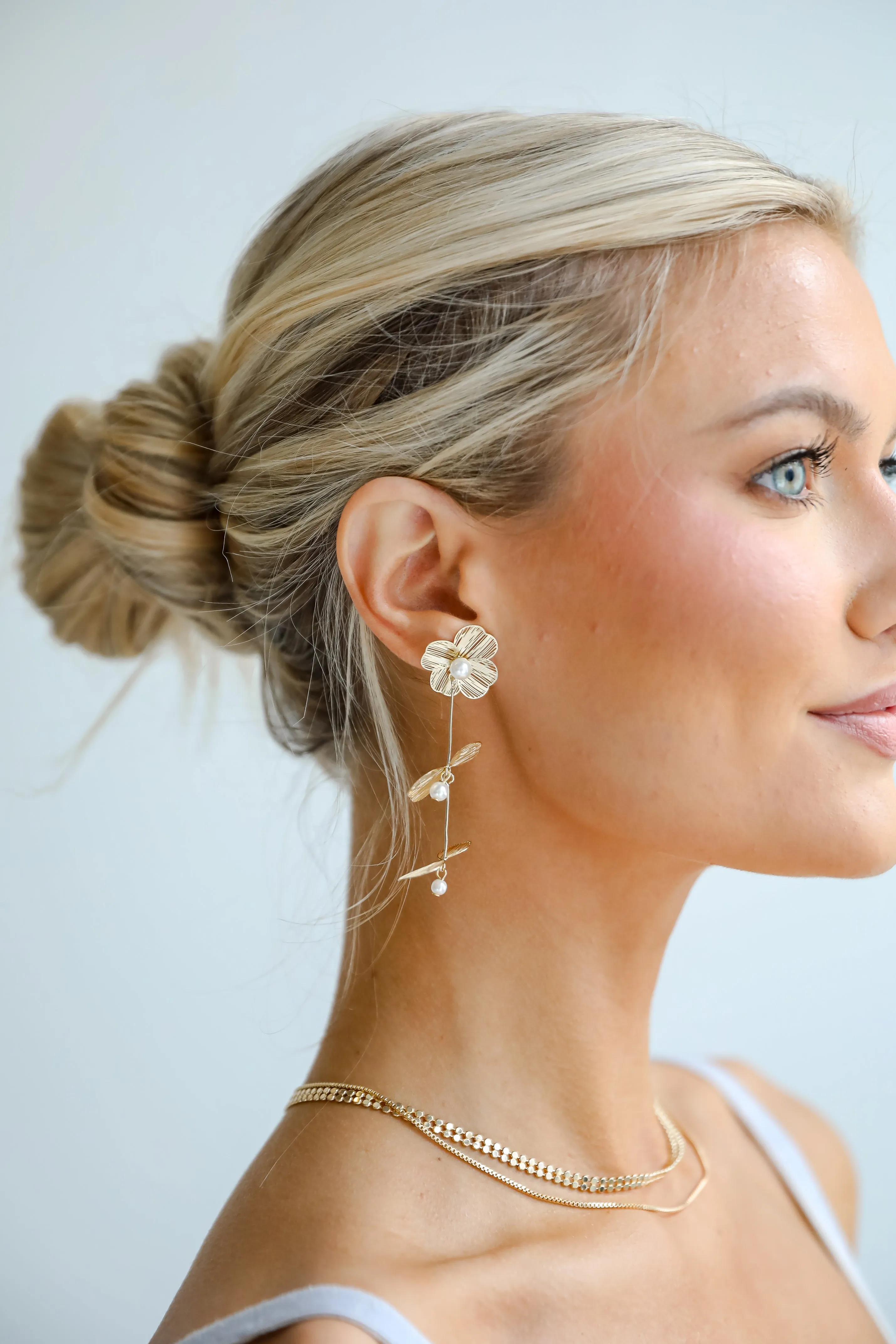 Cora Gold Flower Drop Earrings