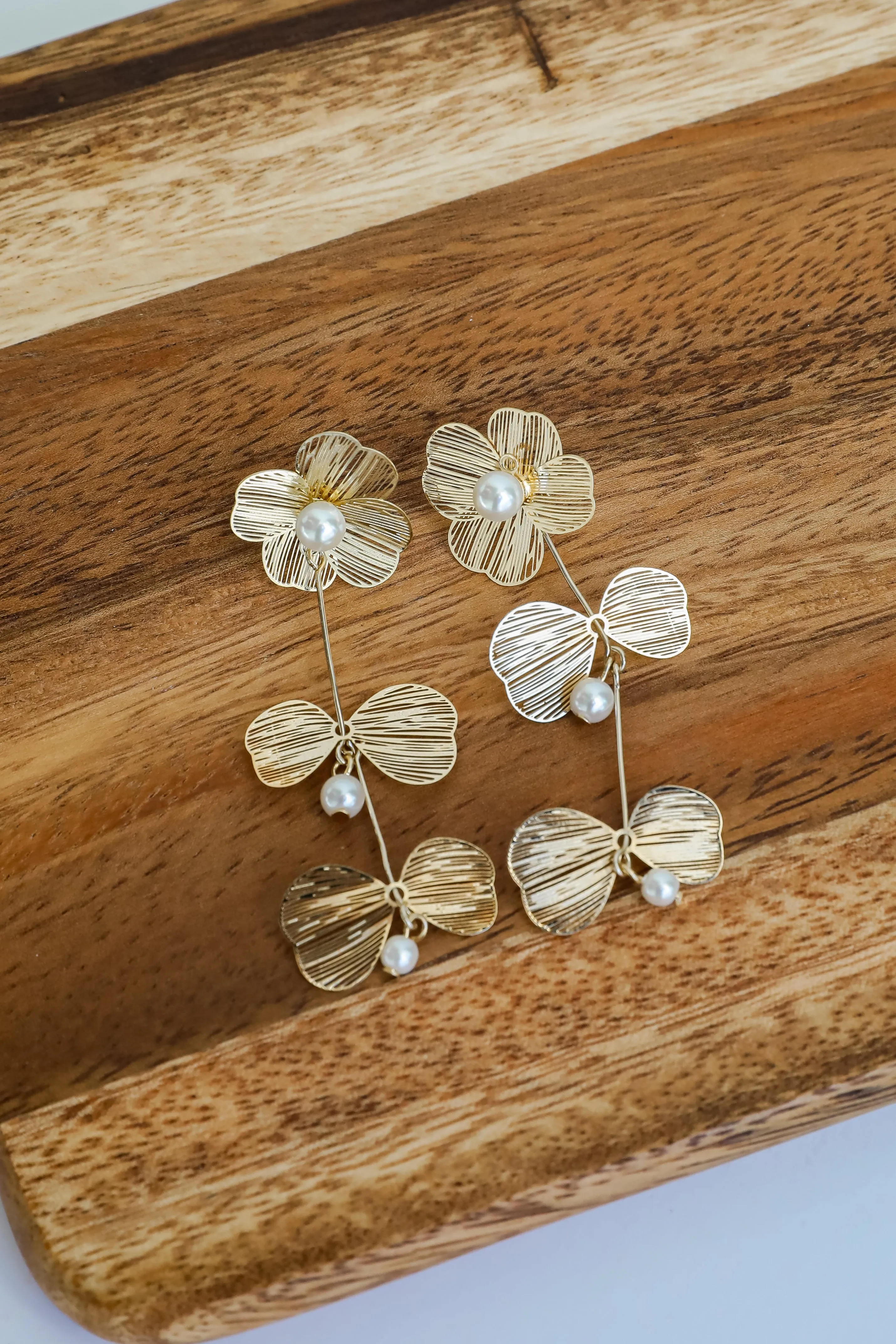 Cora Gold Flower Drop Earrings