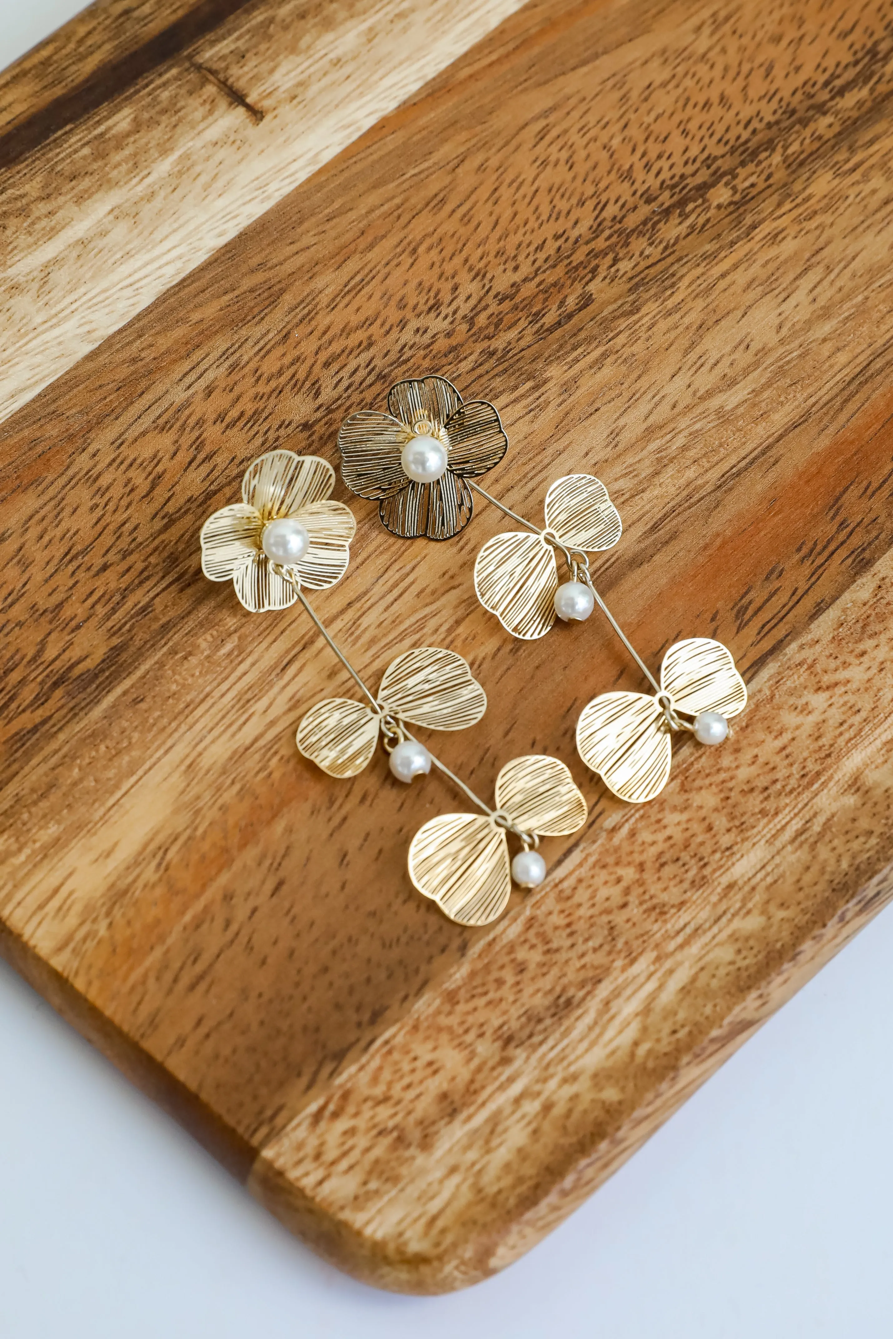 Cora Gold Flower Drop Earrings