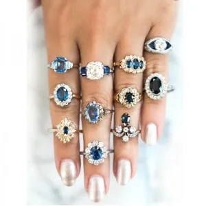 Crystal Rings For Women 11 Pcs/set Flower Ring Set