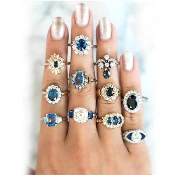 Crystal Rings For Women 11 Pcs/set Flower Ring Set
