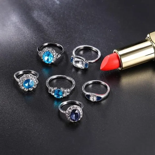 Crystal Rings For Women 11 Pcs/set Flower Ring Set