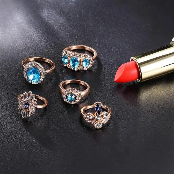 Crystal Rings For Women 11 Pcs/set Flower Ring Set