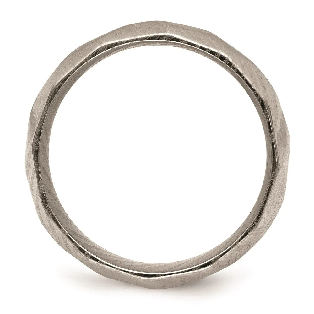 Damascus Steel Polished Faceted 7mm Band | SR679