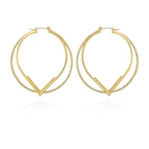 Double Hoop V Pave Earrings