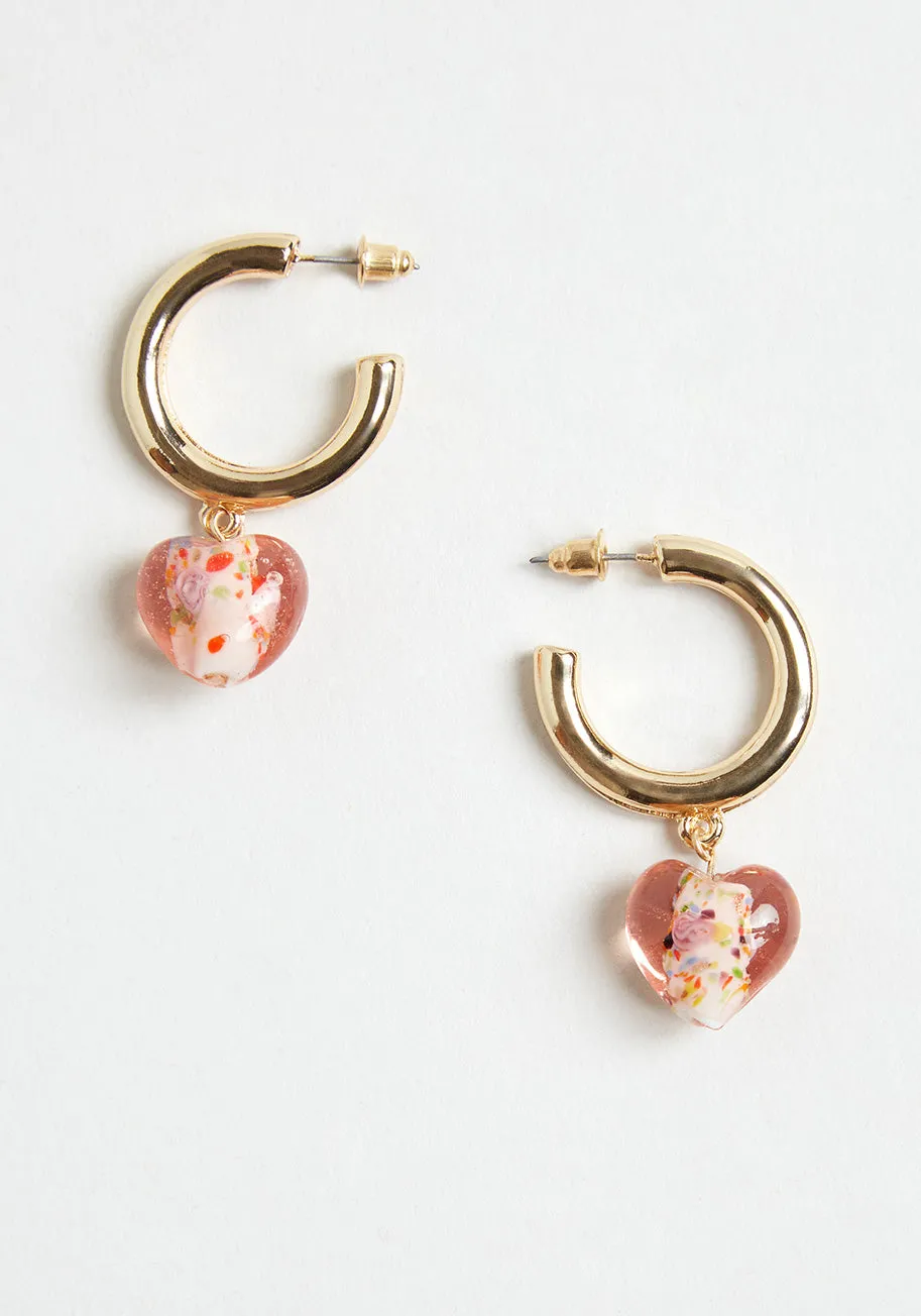 Drop Of The Heart Hoop Earrings