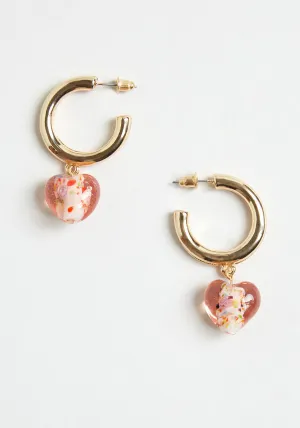 Drop Of The Heart Hoop Earrings
