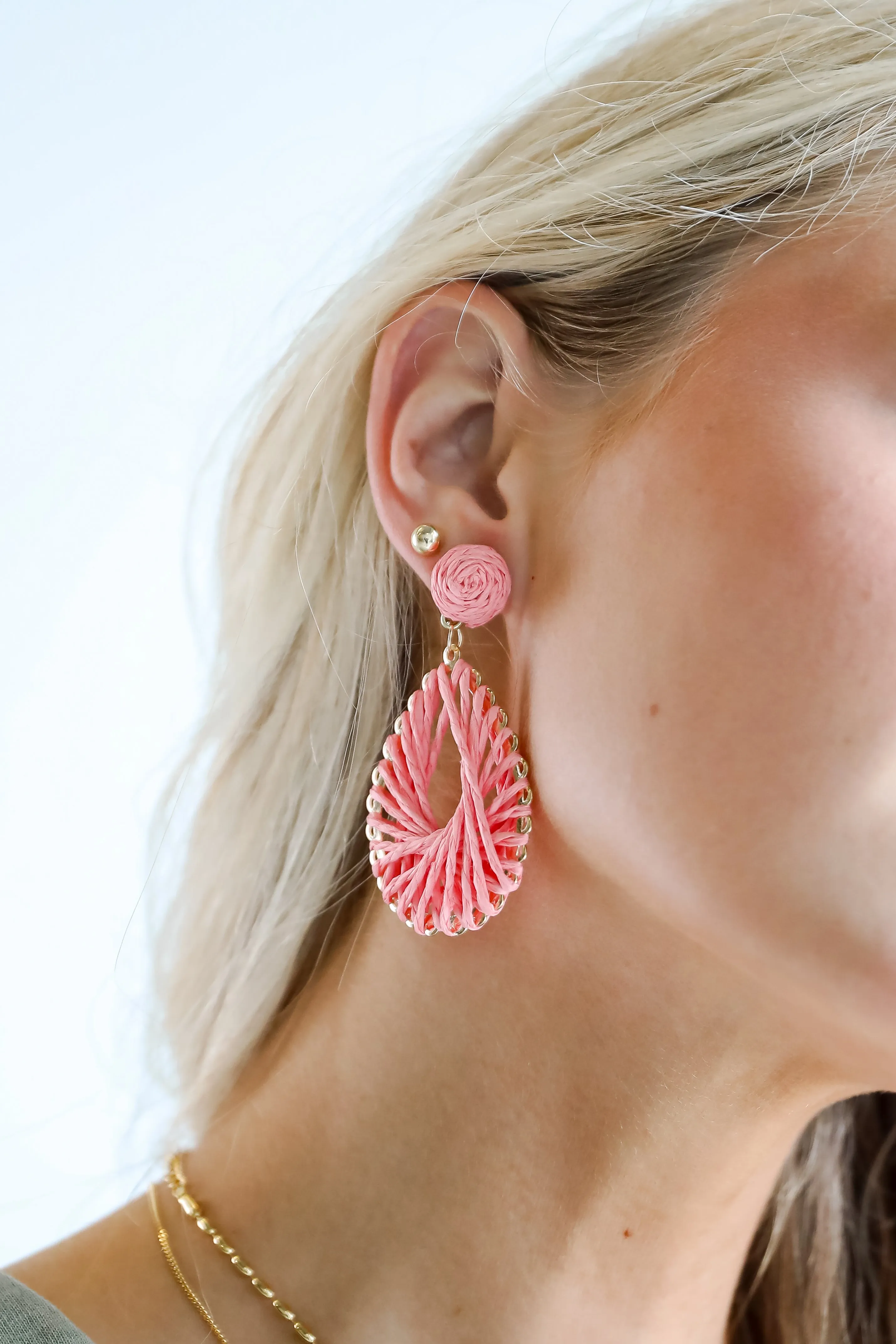 Ella Straw Teardrop Earrings