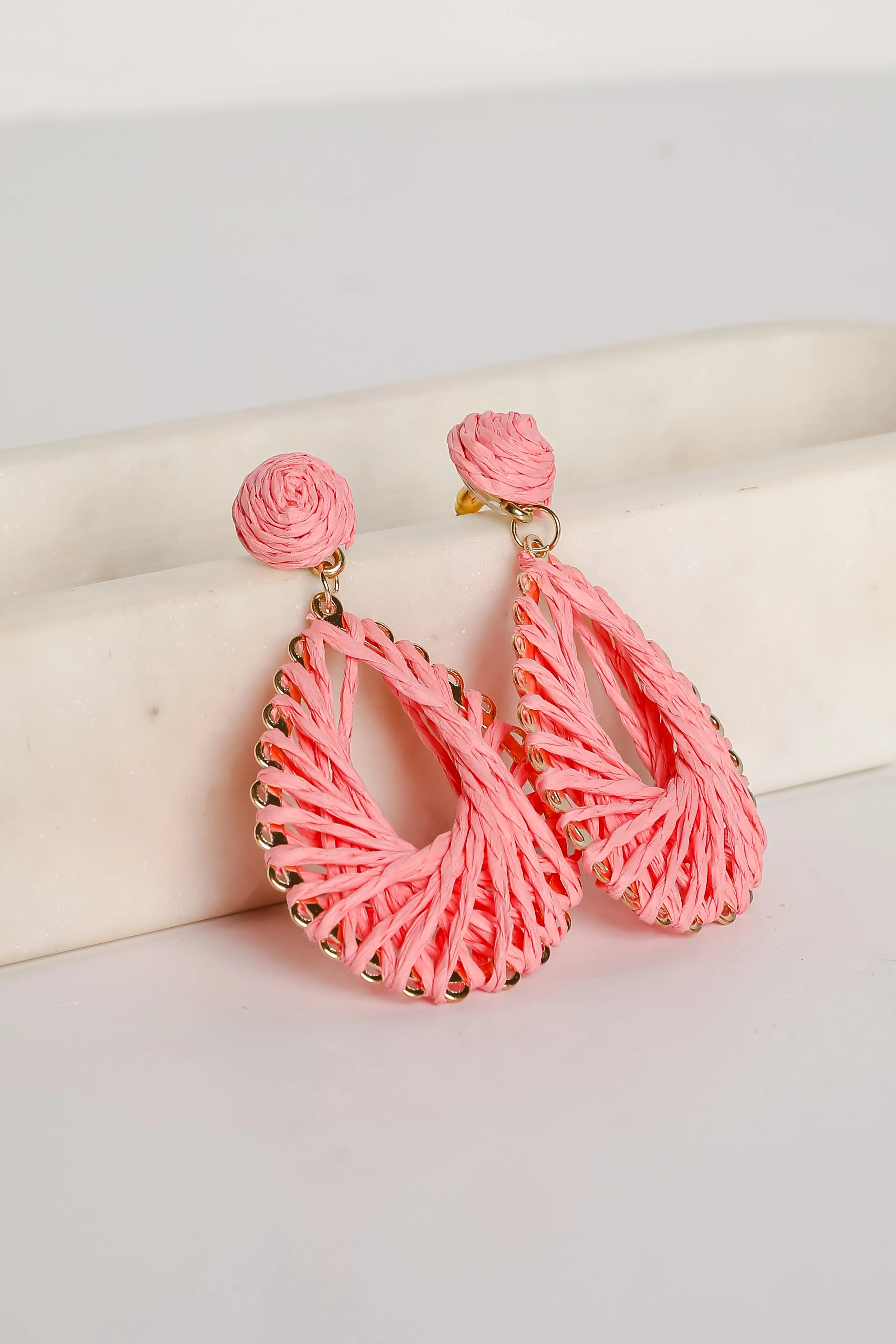 Ella Straw Teardrop Earrings