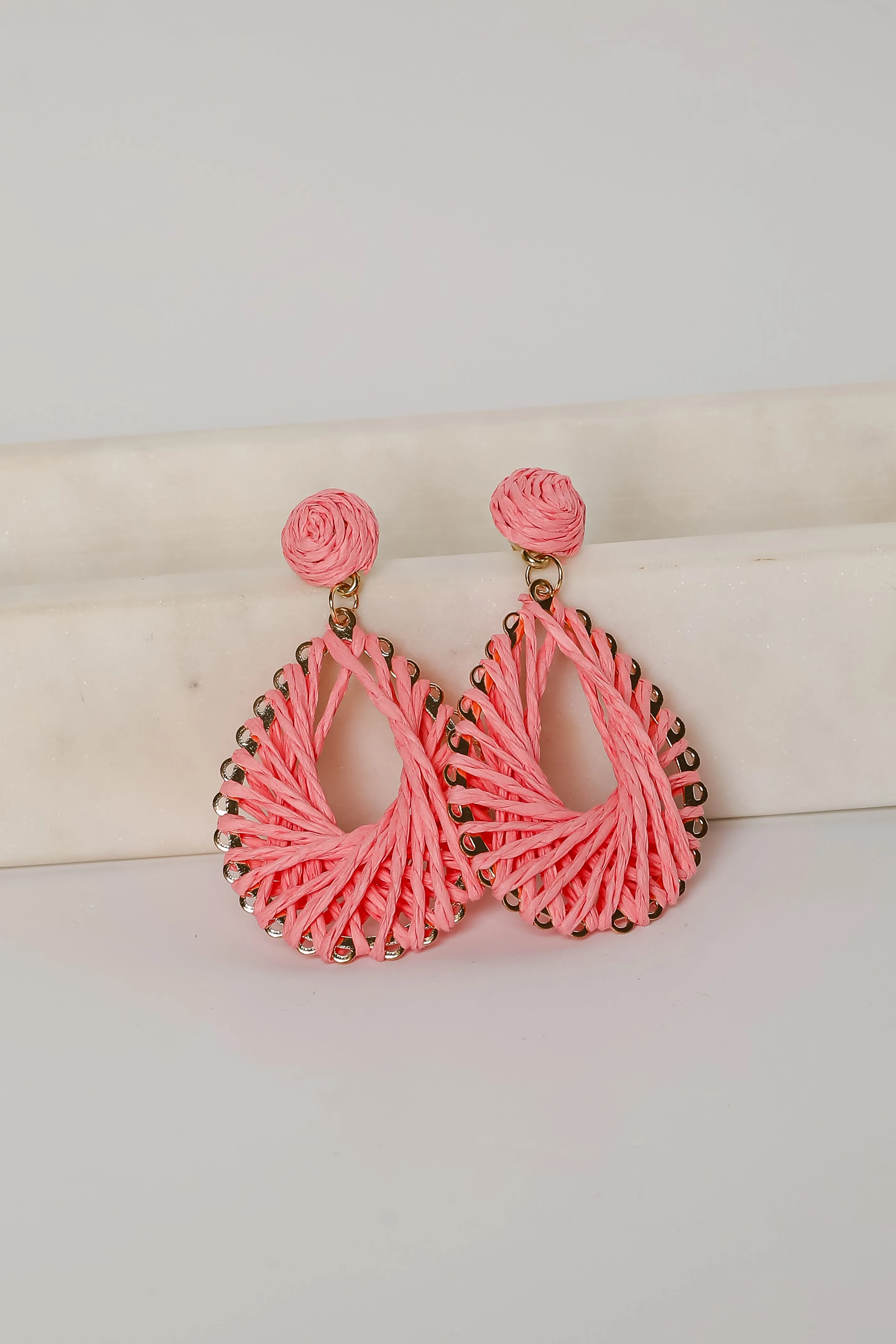 Ella Straw Teardrop Earrings