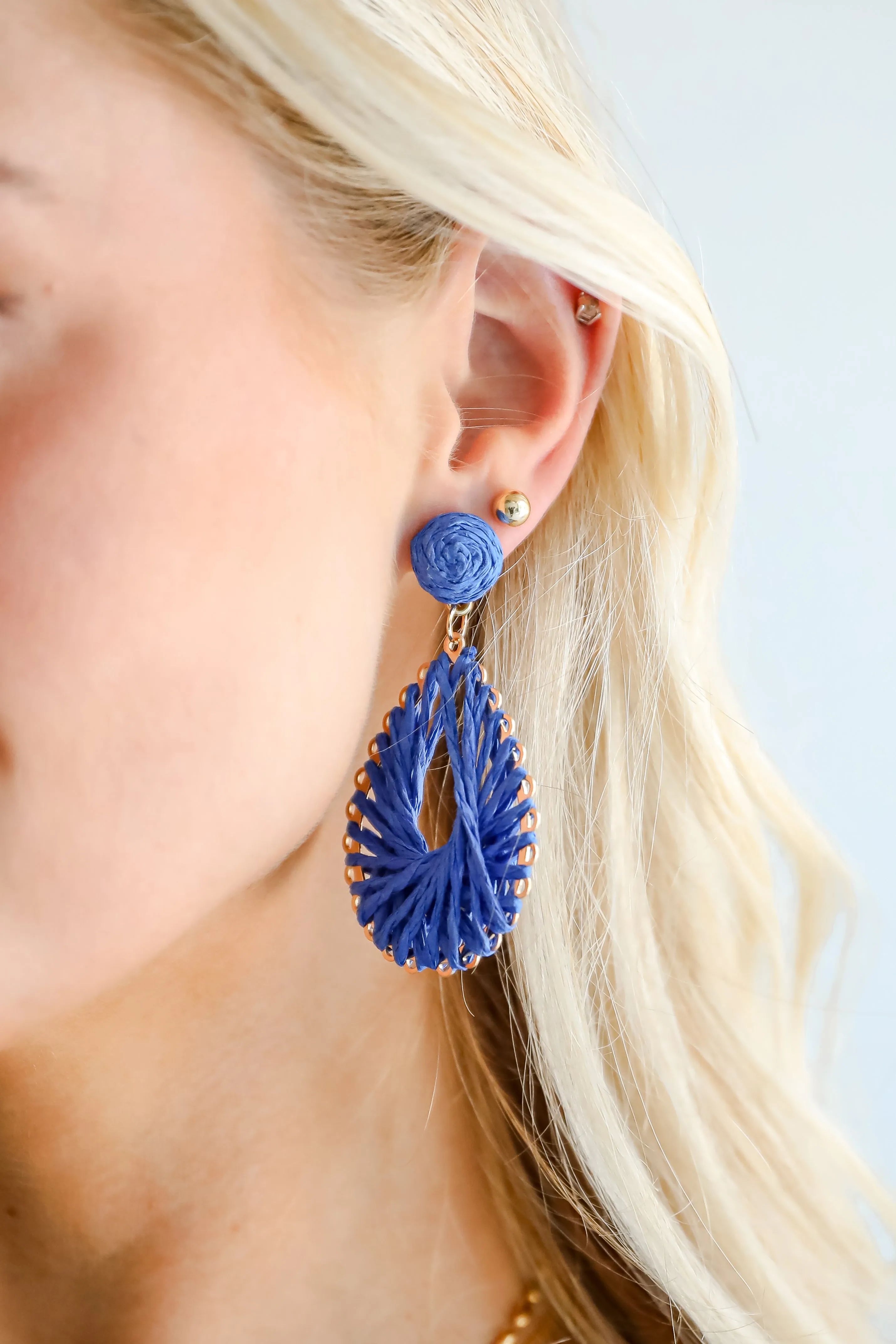 Ella Straw Teardrop Earrings
