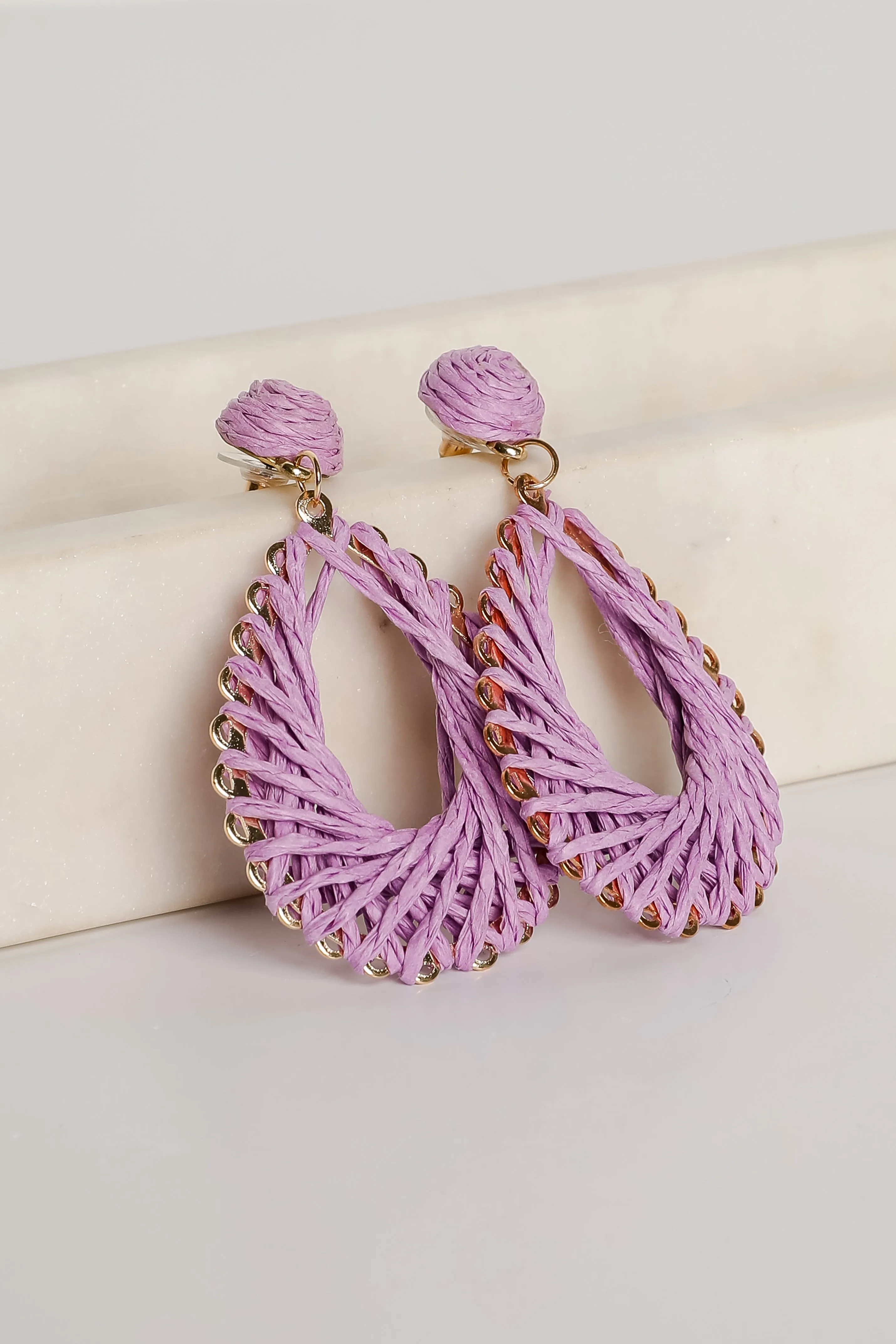 Ella Straw Teardrop Earrings