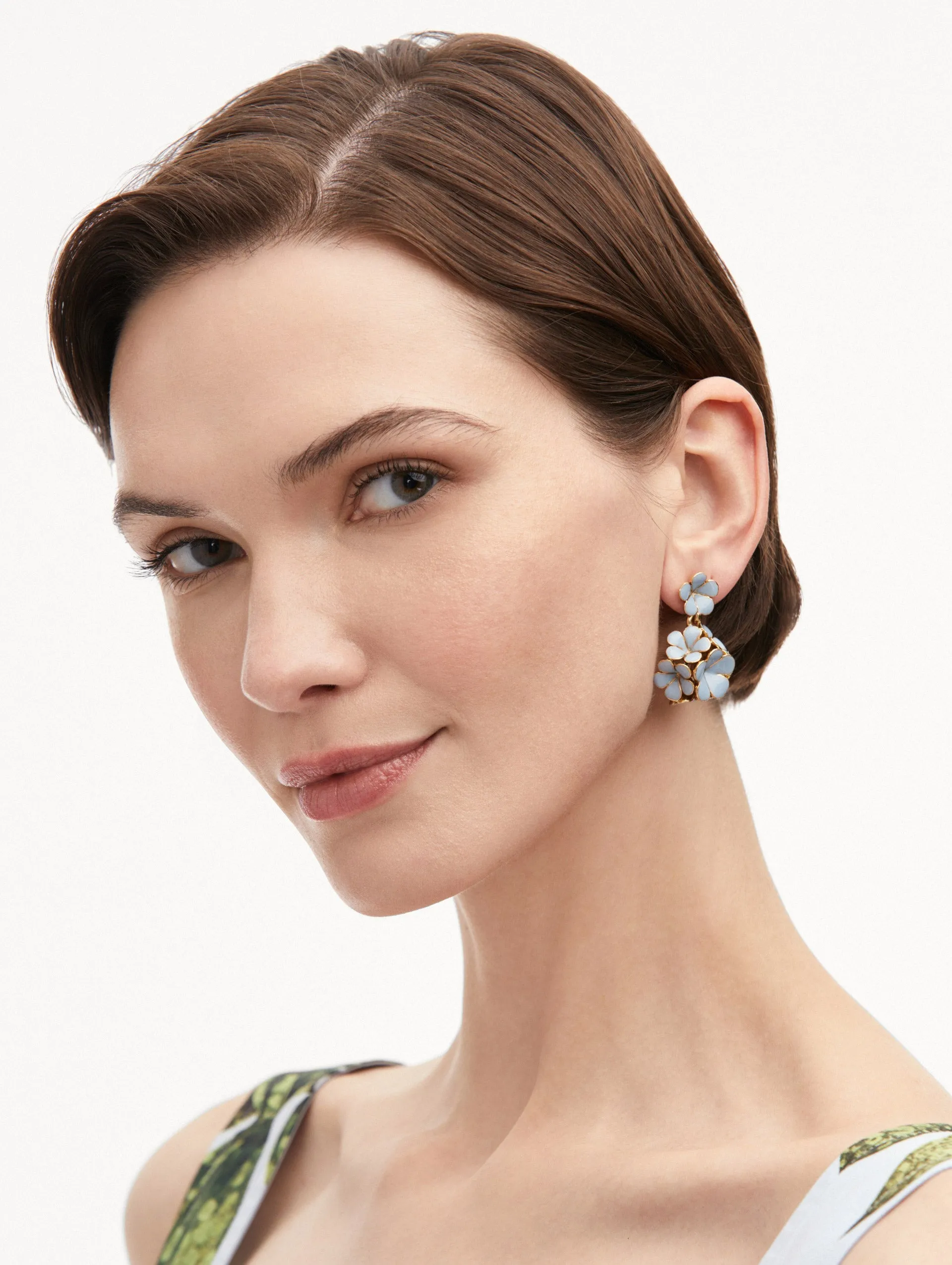 Enamel Flower Drop Earrings