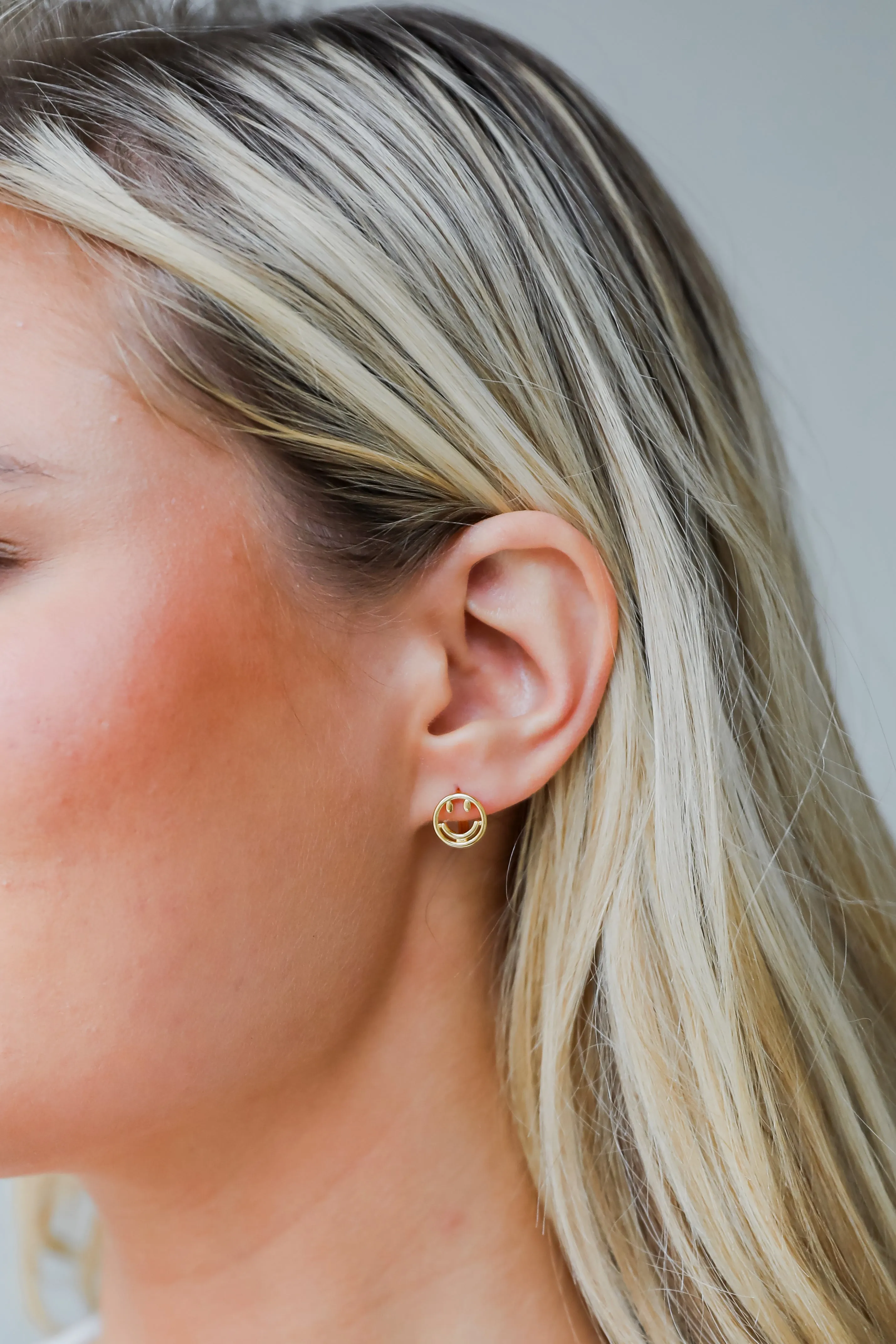 FINAL SALE - Nina Gold Smiley Face Earrings