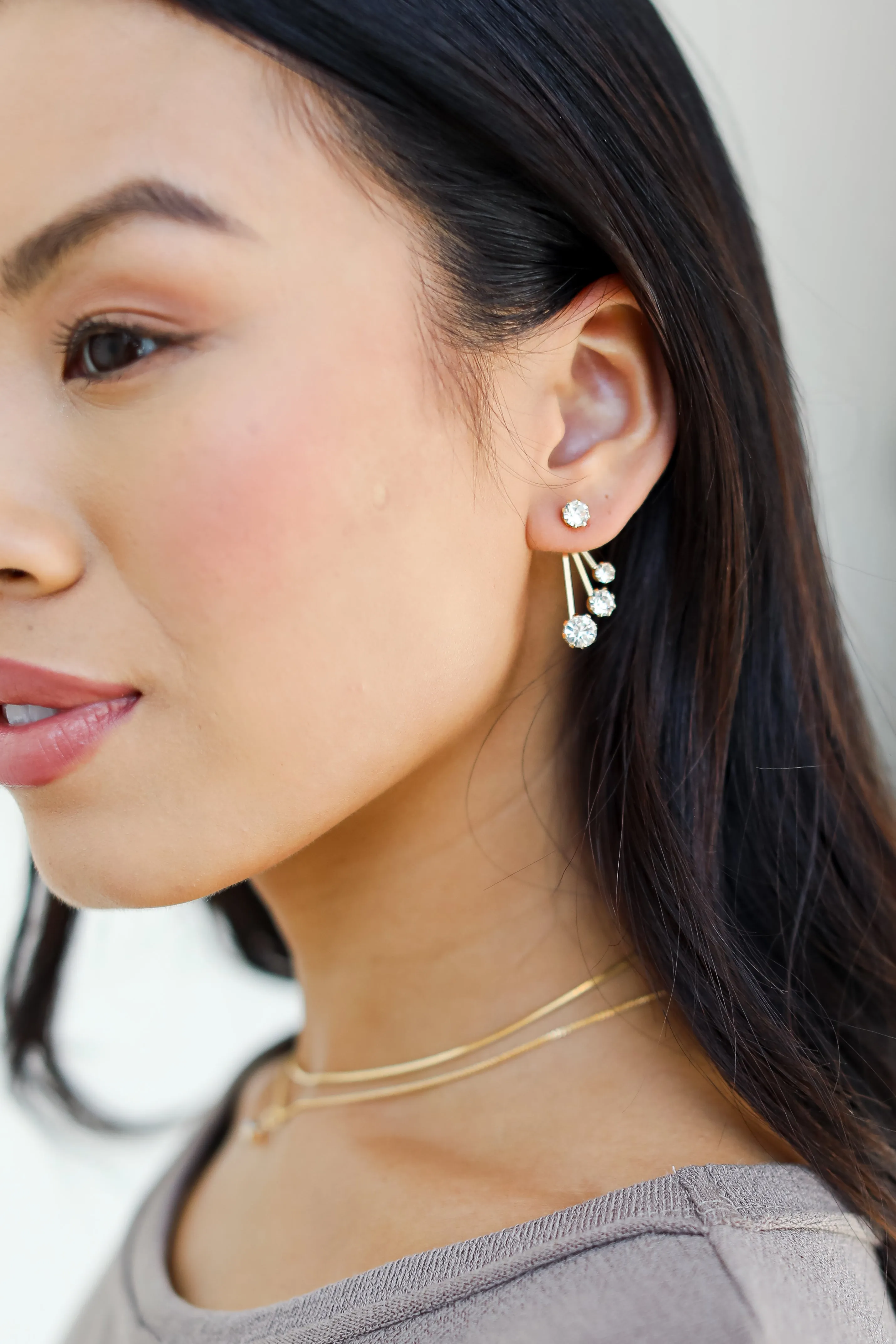 FINAL SALE - Presley Gold Rhinestone Drop Earrings