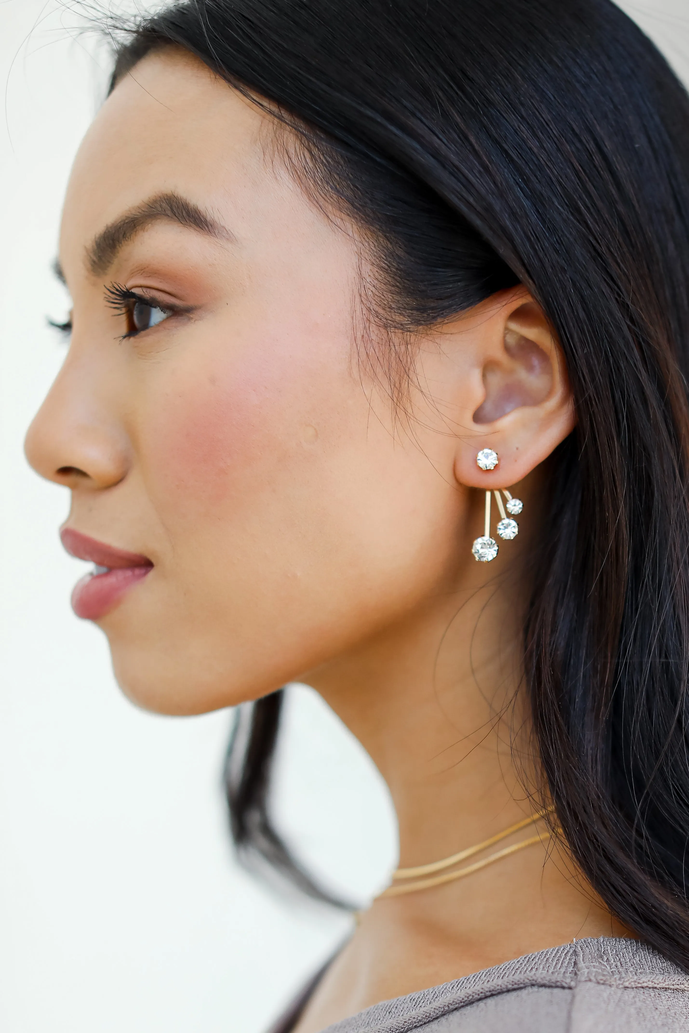 FINAL SALE - Presley Gold Rhinestone Drop Earrings