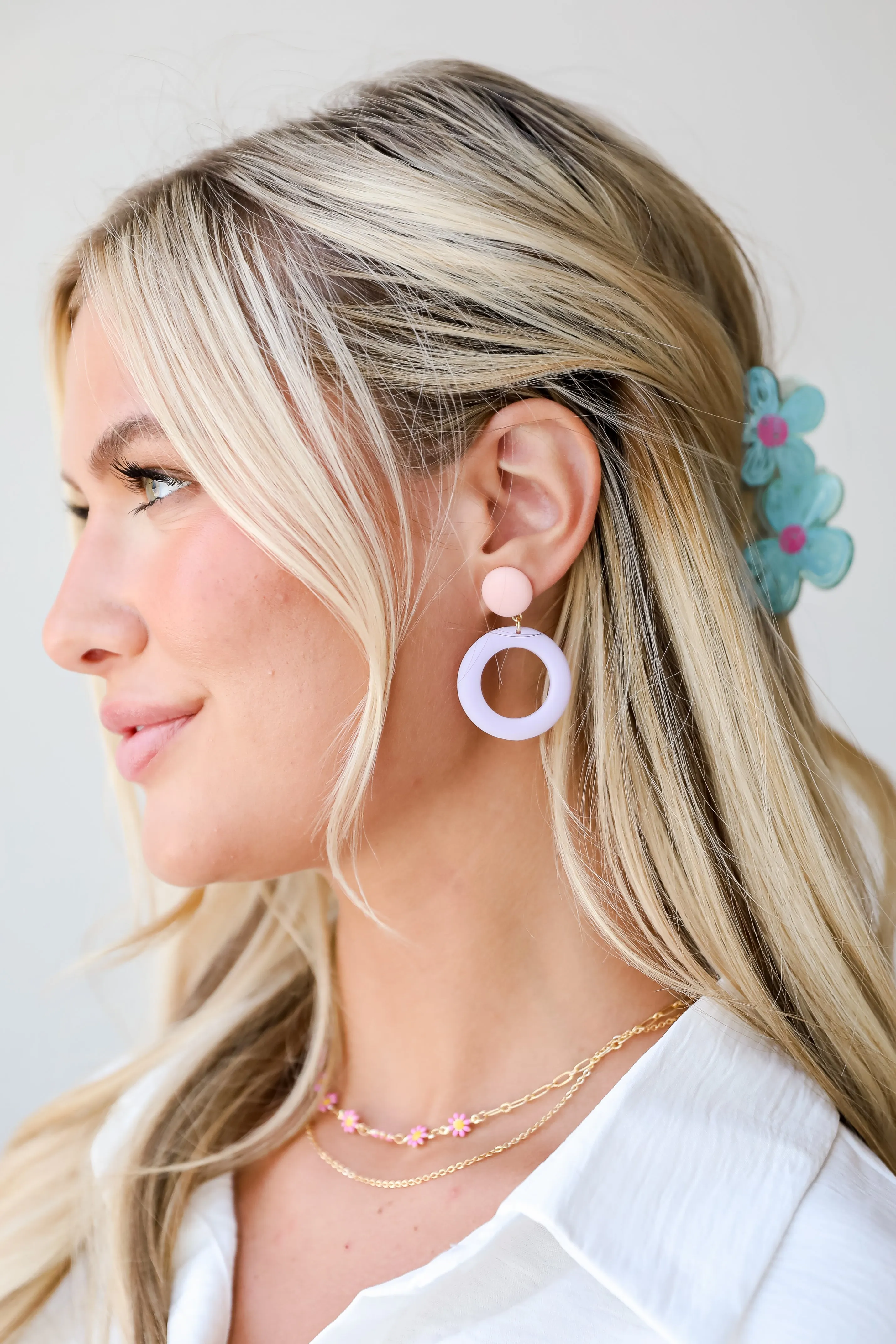 FINAL SALE - Sabrina Blush Matte Acrylic Circle Drop Earrings