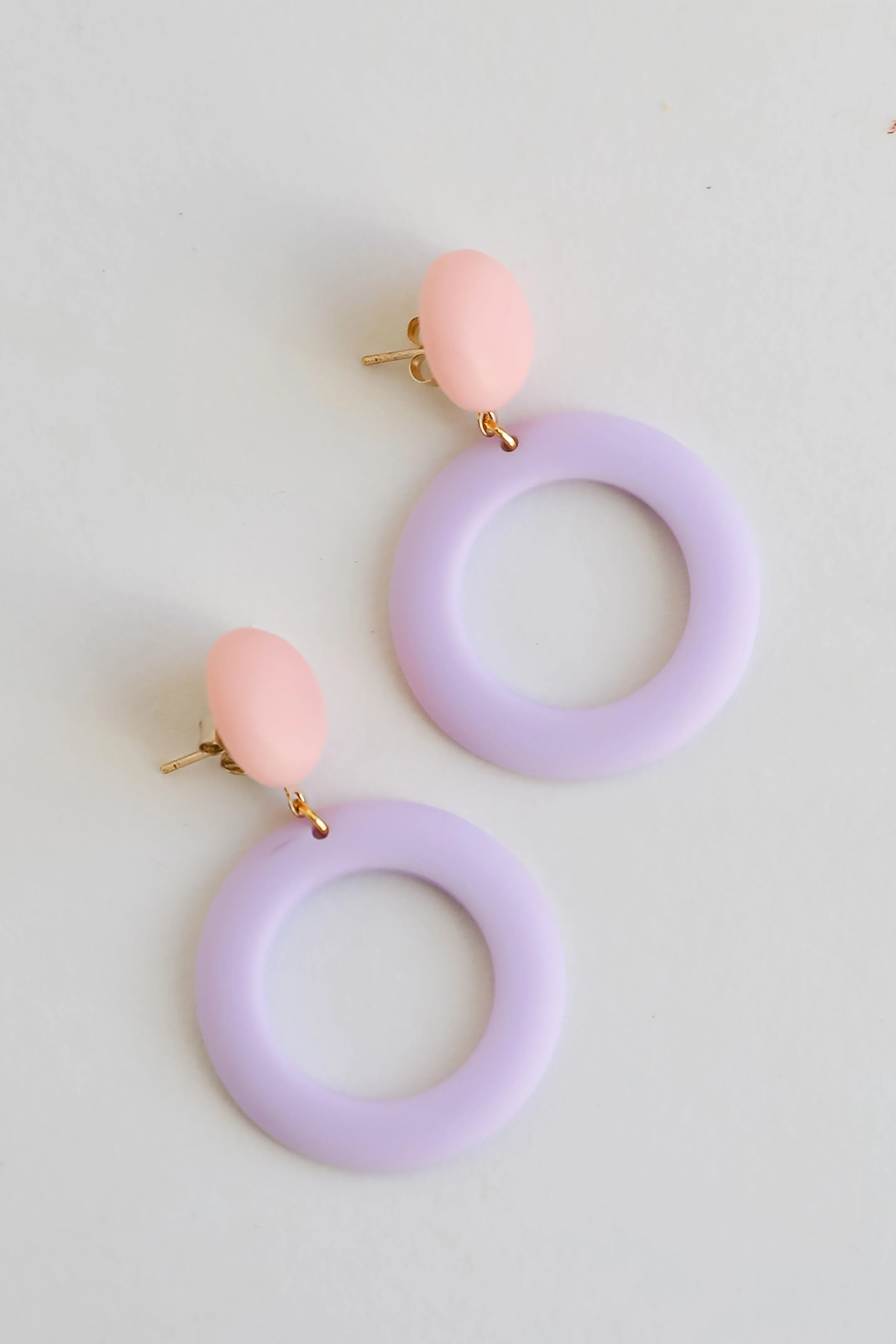 FINAL SALE - Sabrina Blush Matte Acrylic Circle Drop Earrings