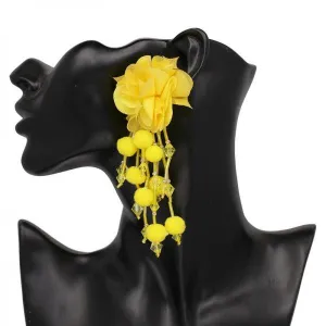 Flower Tassel Plush Ball Earrings