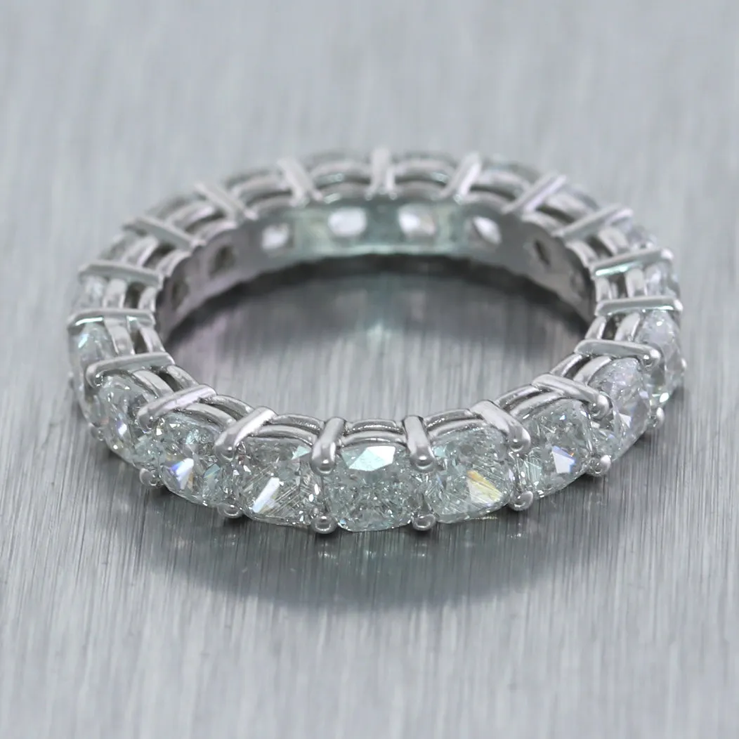 GIA Platinum 5.70ctw Cushion Cut Diamond Eternity Wedding Band Ring