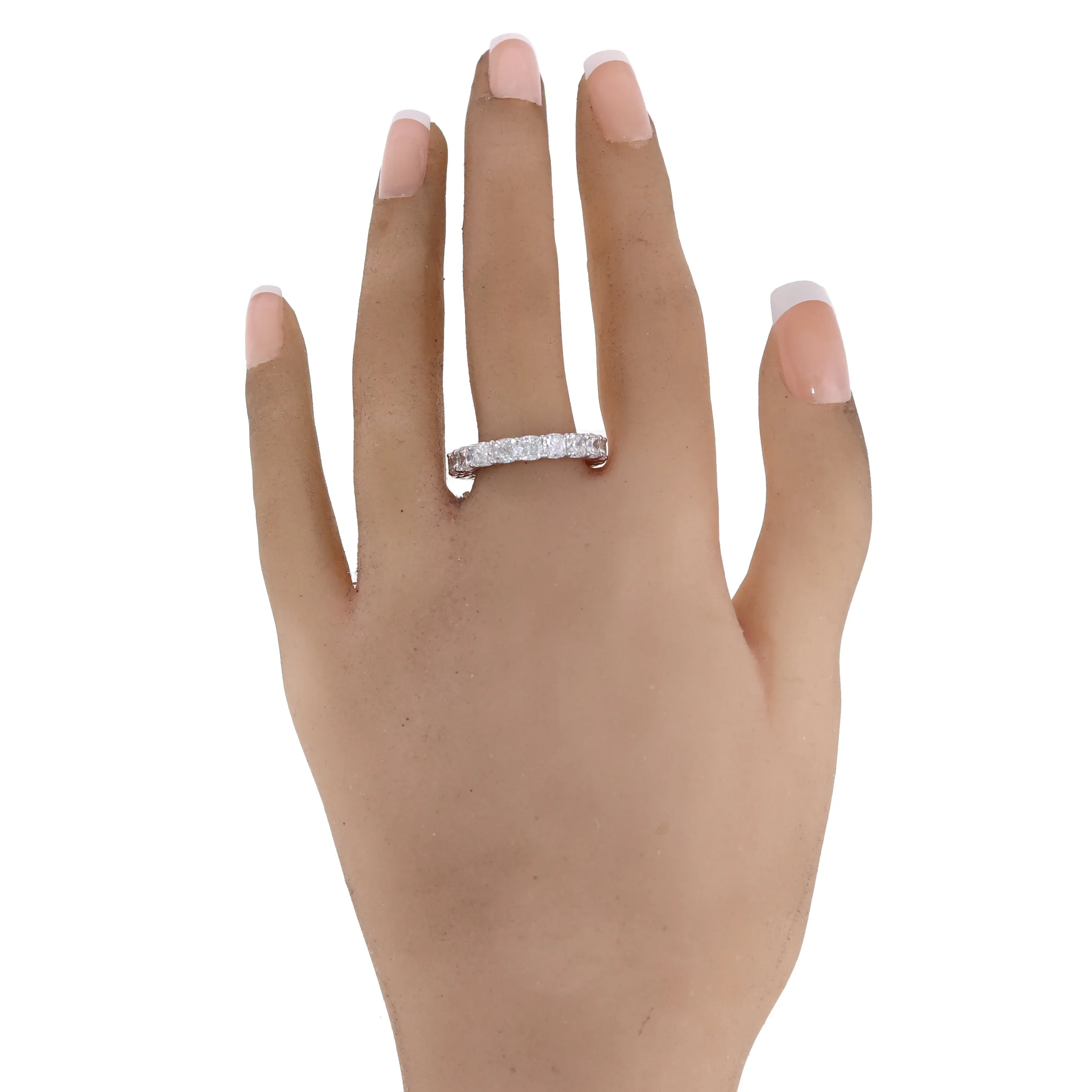GIA Platinum 5.70ctw Cushion Cut Diamond Eternity Wedding Band Ring