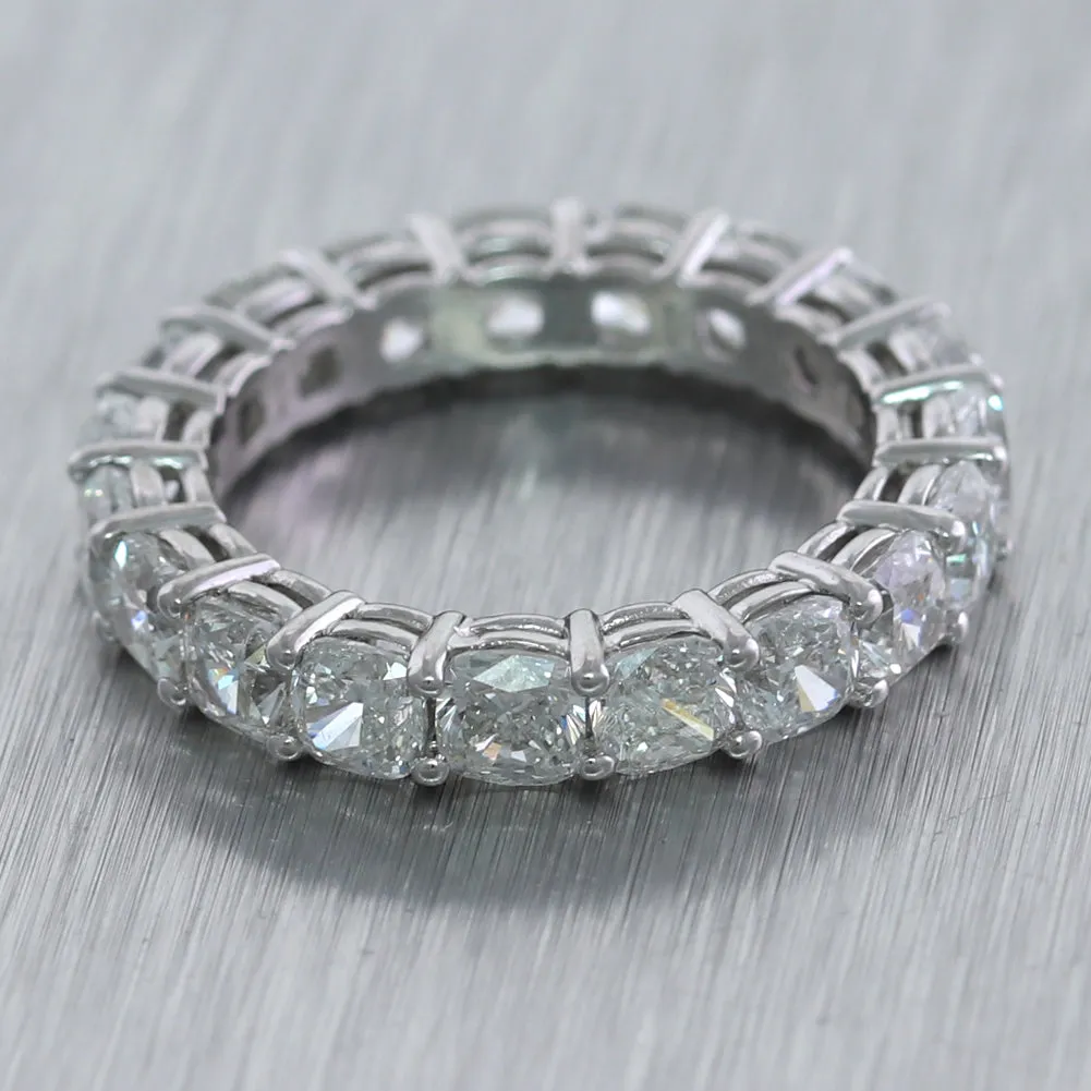 GIA Platinum 5.70ctw Cushion Cut Diamond Eternity Wedding Band Ring