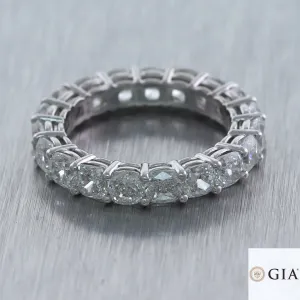GIA Platinum 5.70ctw Cushion Cut Diamond Eternity Wedding Band Ring