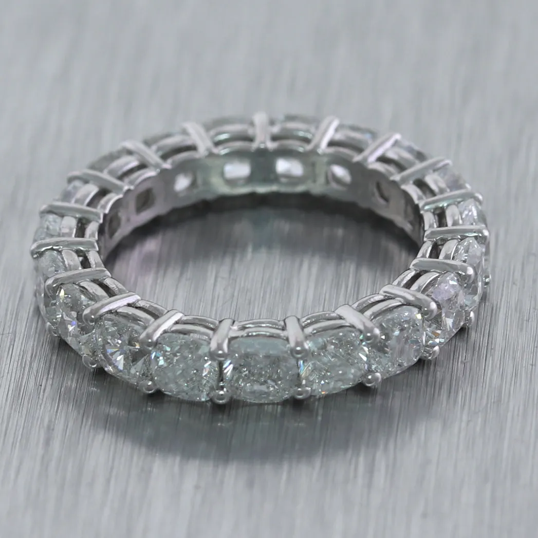 GIA Platinum 5.70ctw Cushion Cut Diamond Eternity Wedding Band Ring