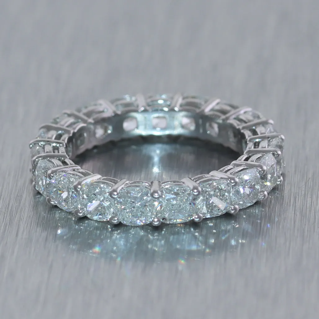 GIA Platinum 5.70ctw Cushion Cut Diamond Eternity Wedding Band Ring