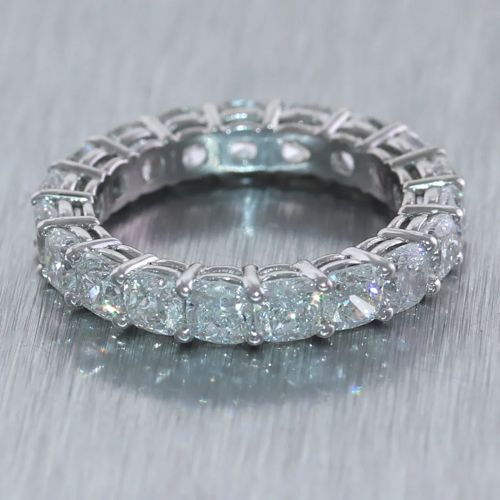GIA Platinum 5.70ctw Cushion Cut Diamond Eternity Wedding Band Ring