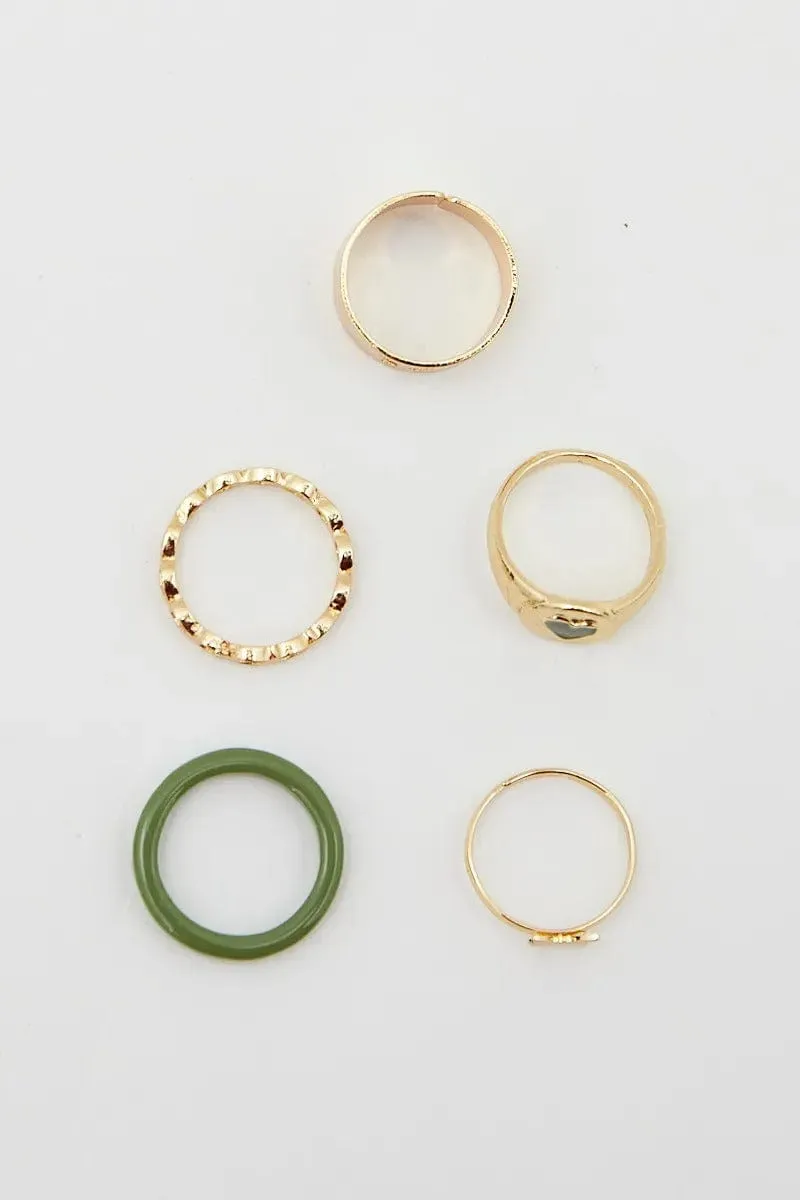 Gold 5Pcs Rings