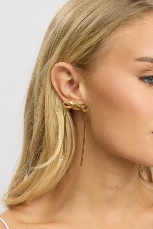 Gold Bow Drop Earrings