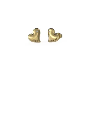 Gold Fluid Hearts Stud Earrings