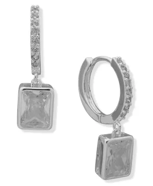Hoop Earrings With Emerald Stone Drop