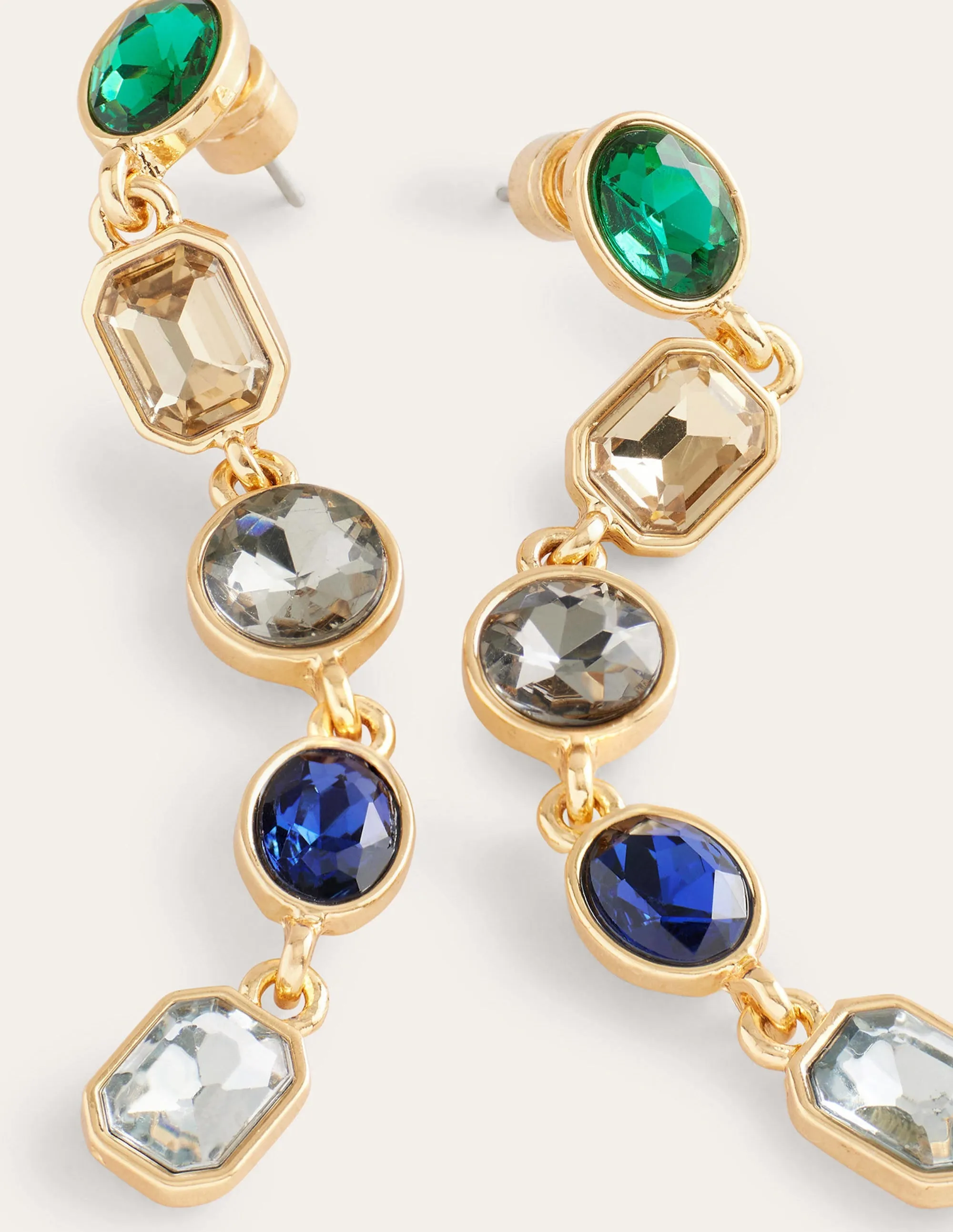 Jewelled Drop Earrings-Blue Multi