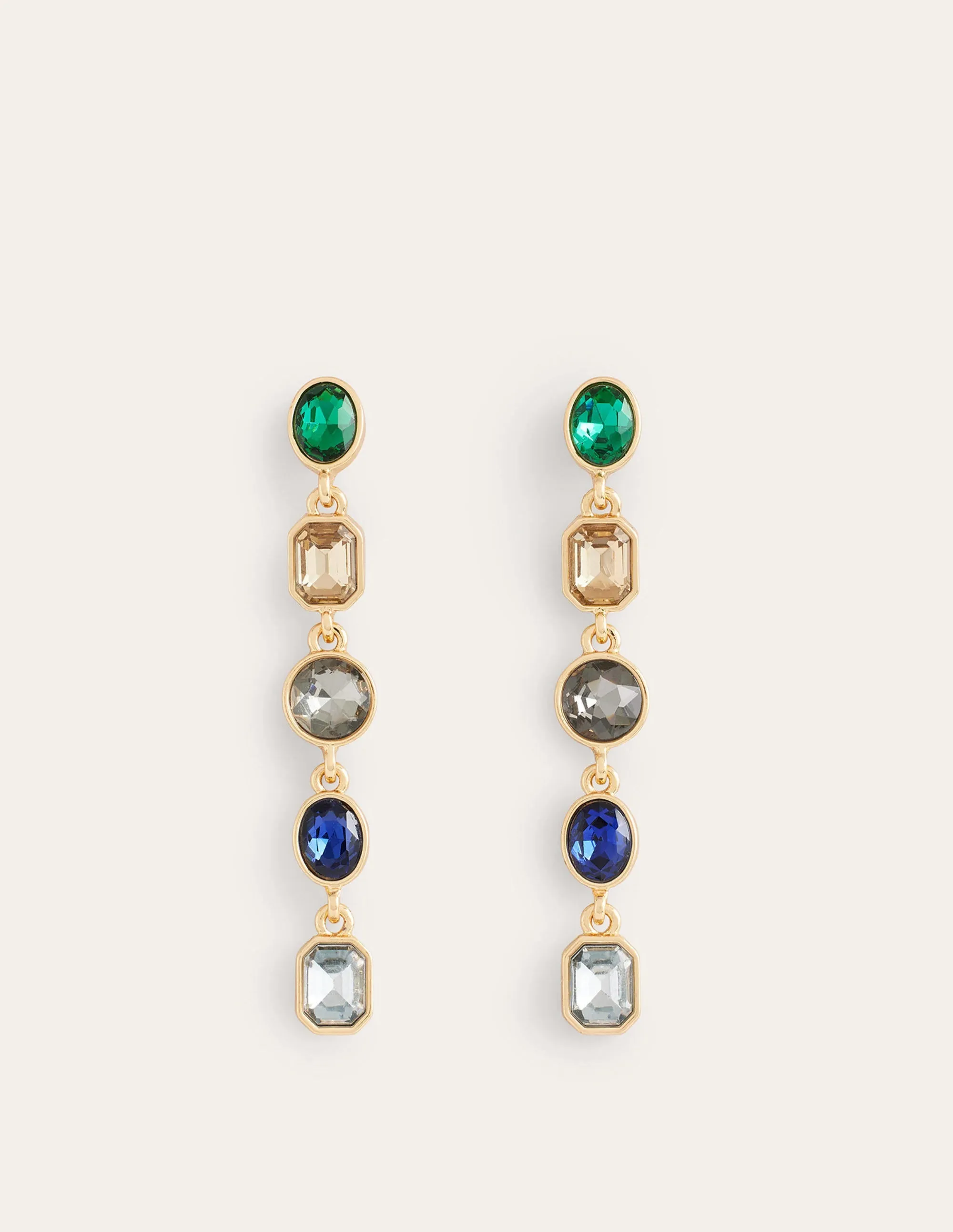 Jewelled Drop Earrings-Blue Multi