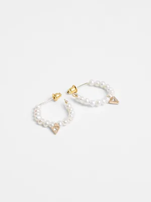 Pearl & Diamante Dagger Huggie Hoop Earrings