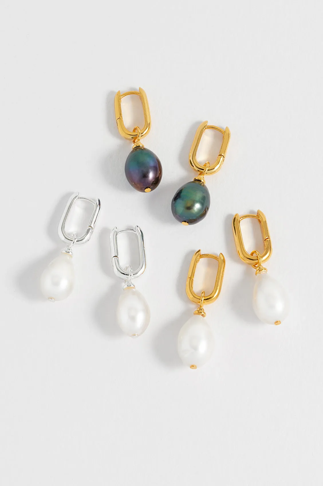 Pearl Drop Link Earrings