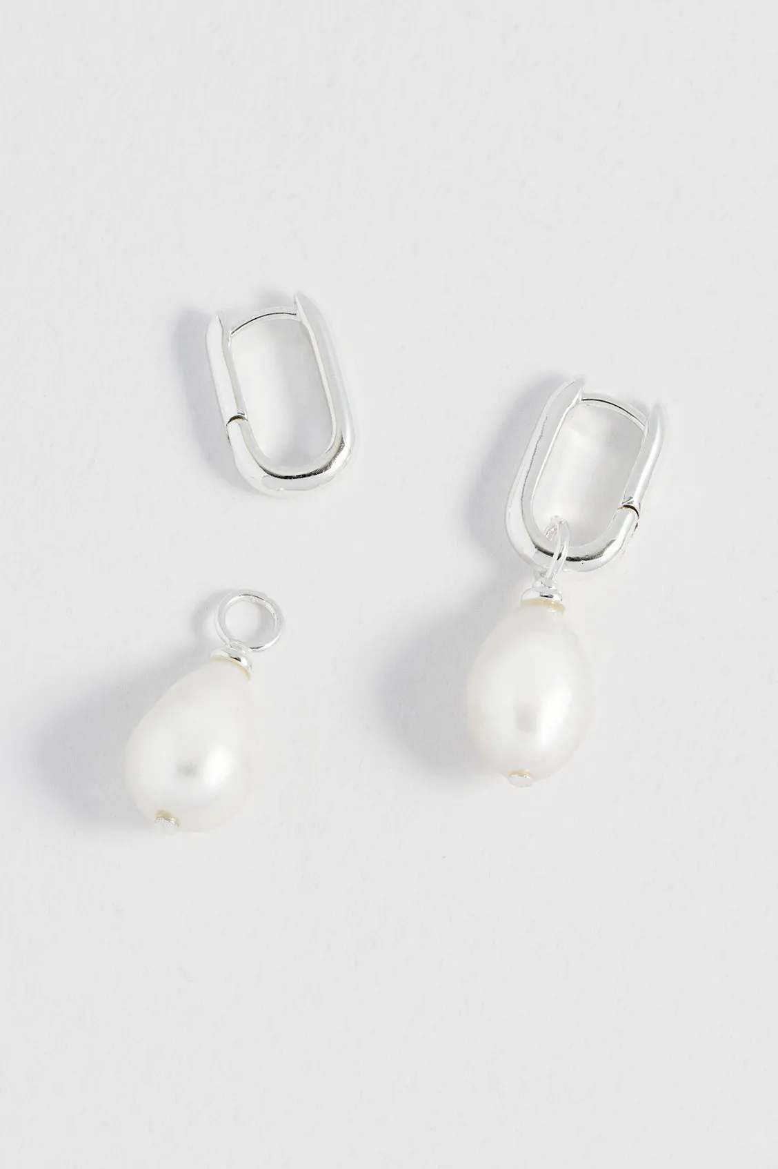 Pearl Drop Link Earrings
